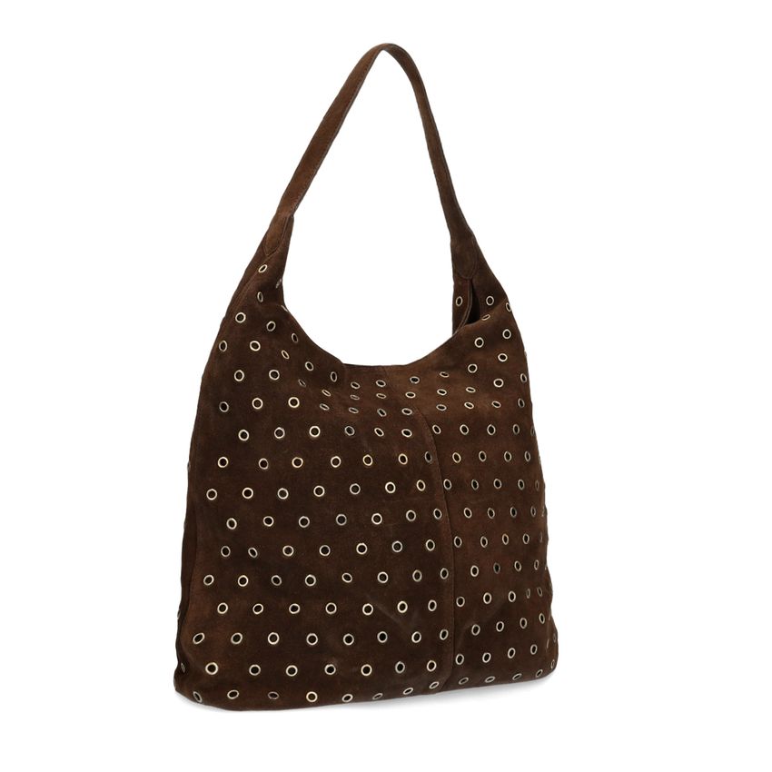 Manfield Bruine suède shopper met studs