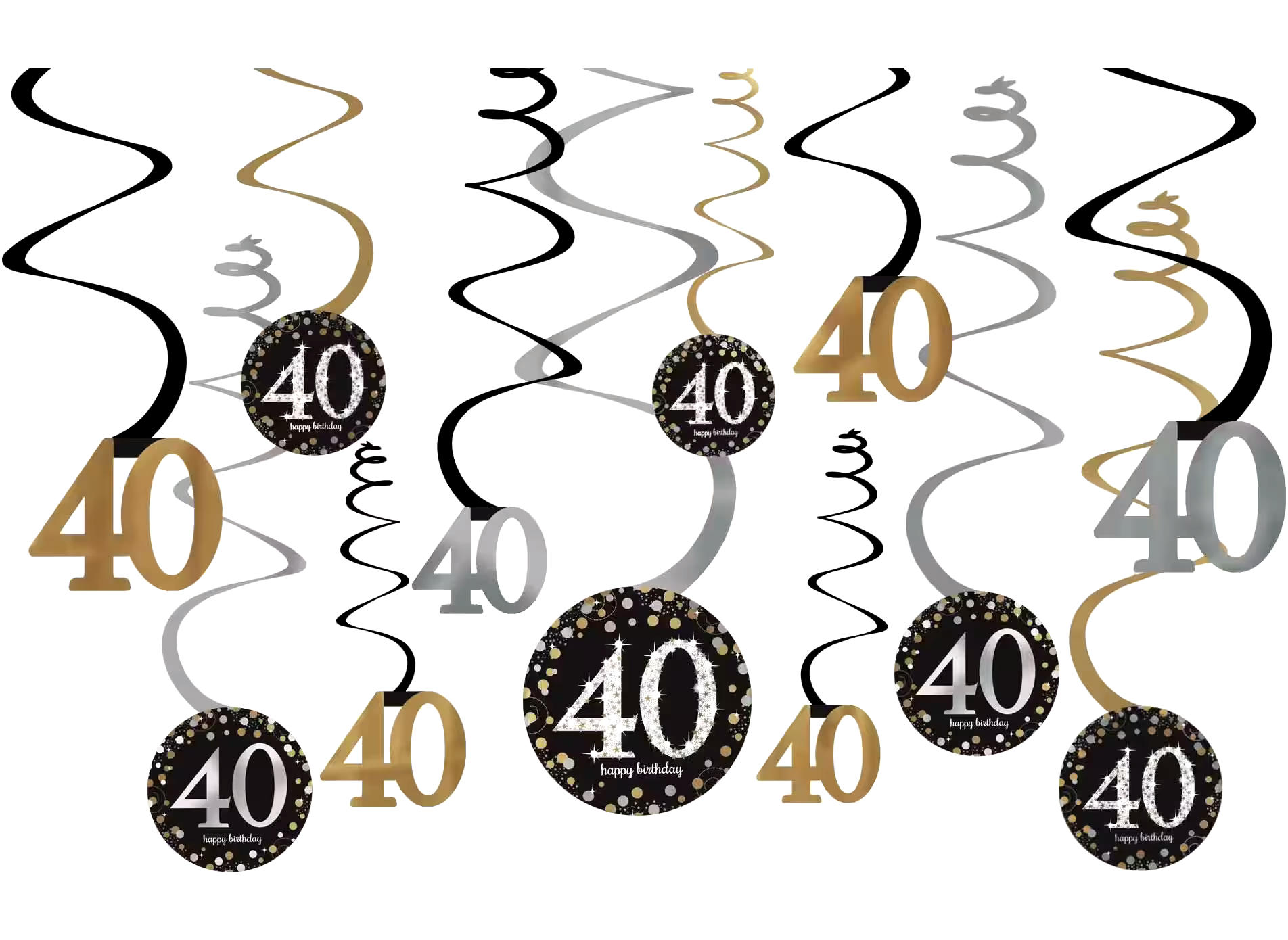 Sparkling Celebration 40th Birthday Swirl Decorations, 12-pc