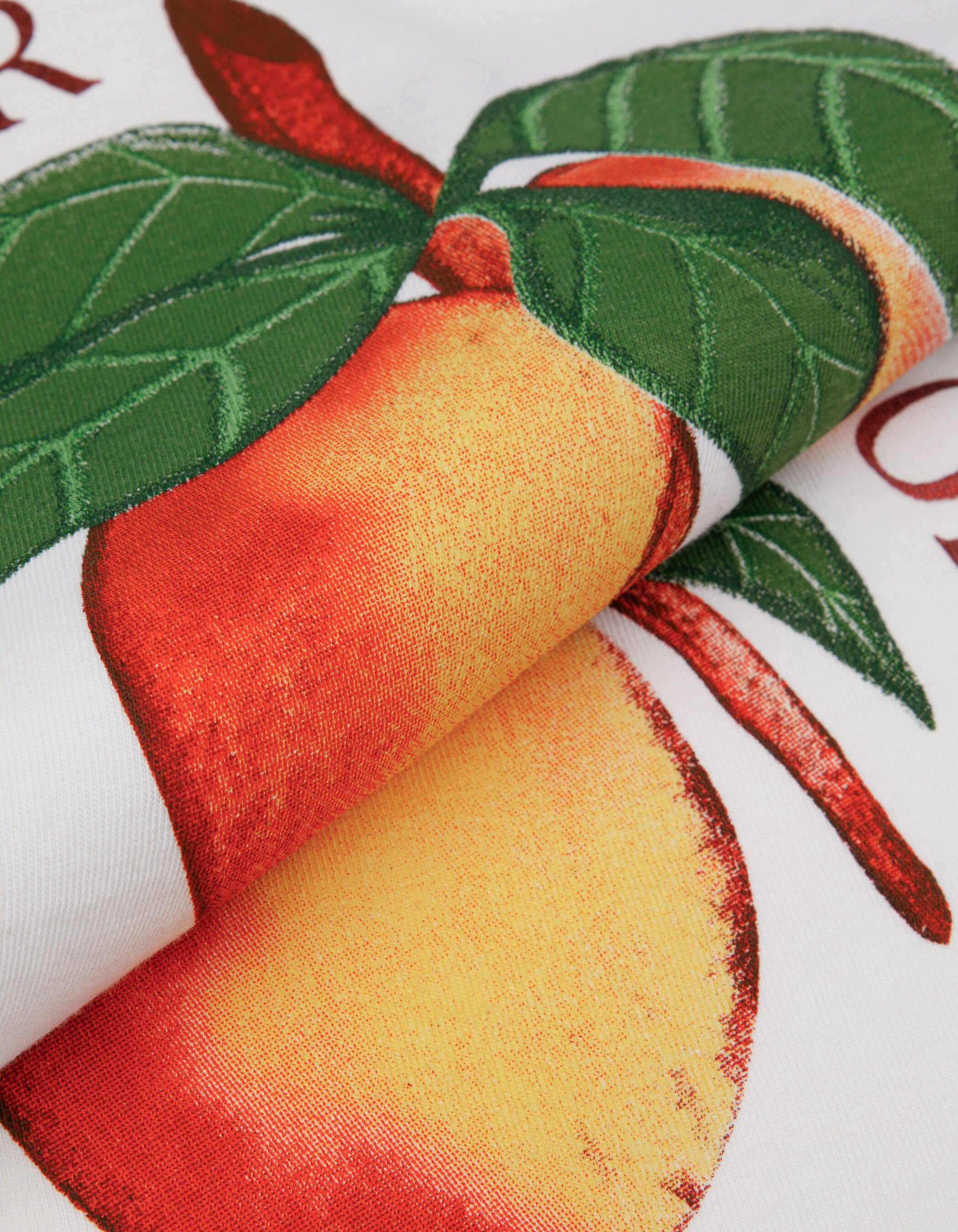 Tee-shirt col V blanc visuel fruits Femme