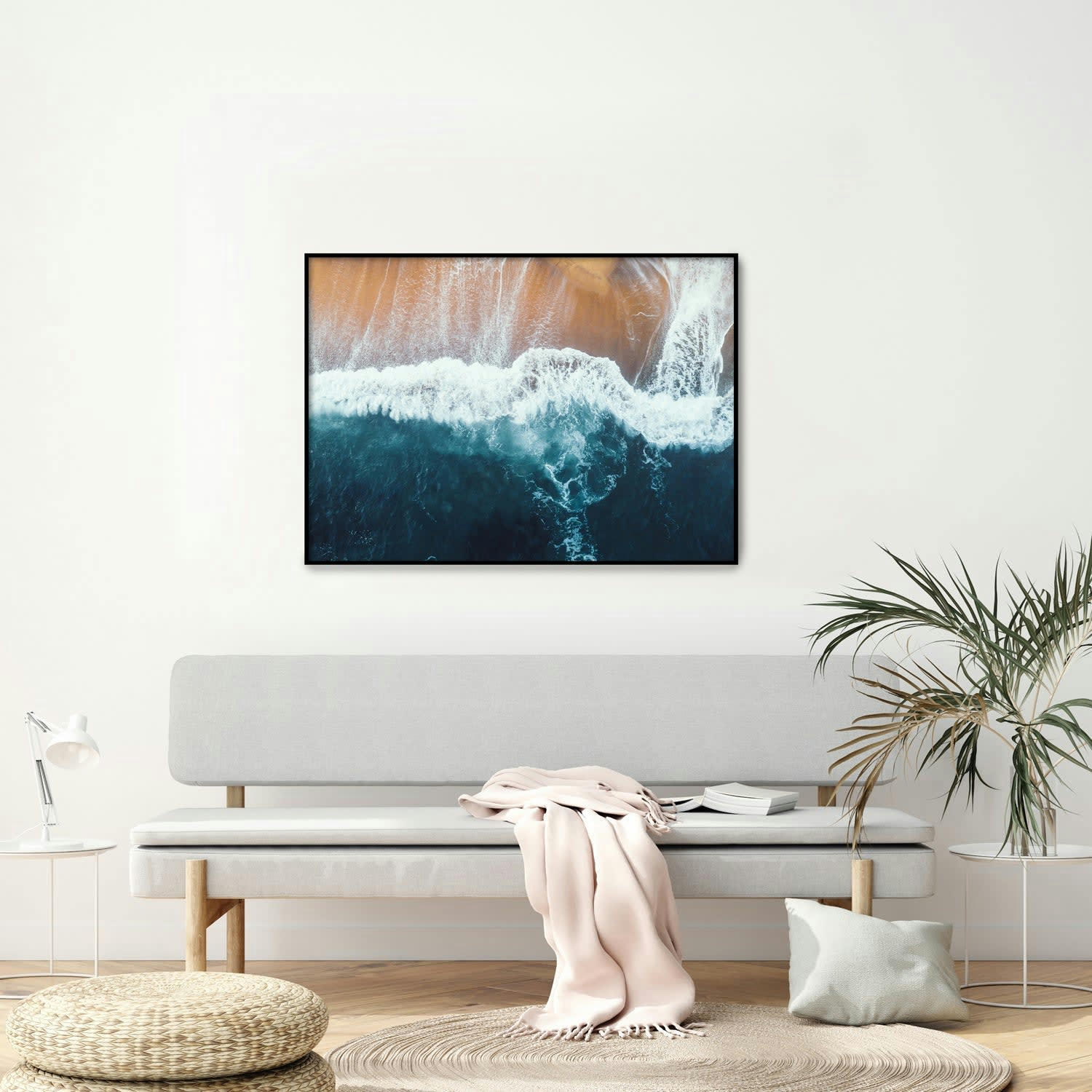 MAR - Affiche avec cadre noir - Vue d'en haut - 30x40