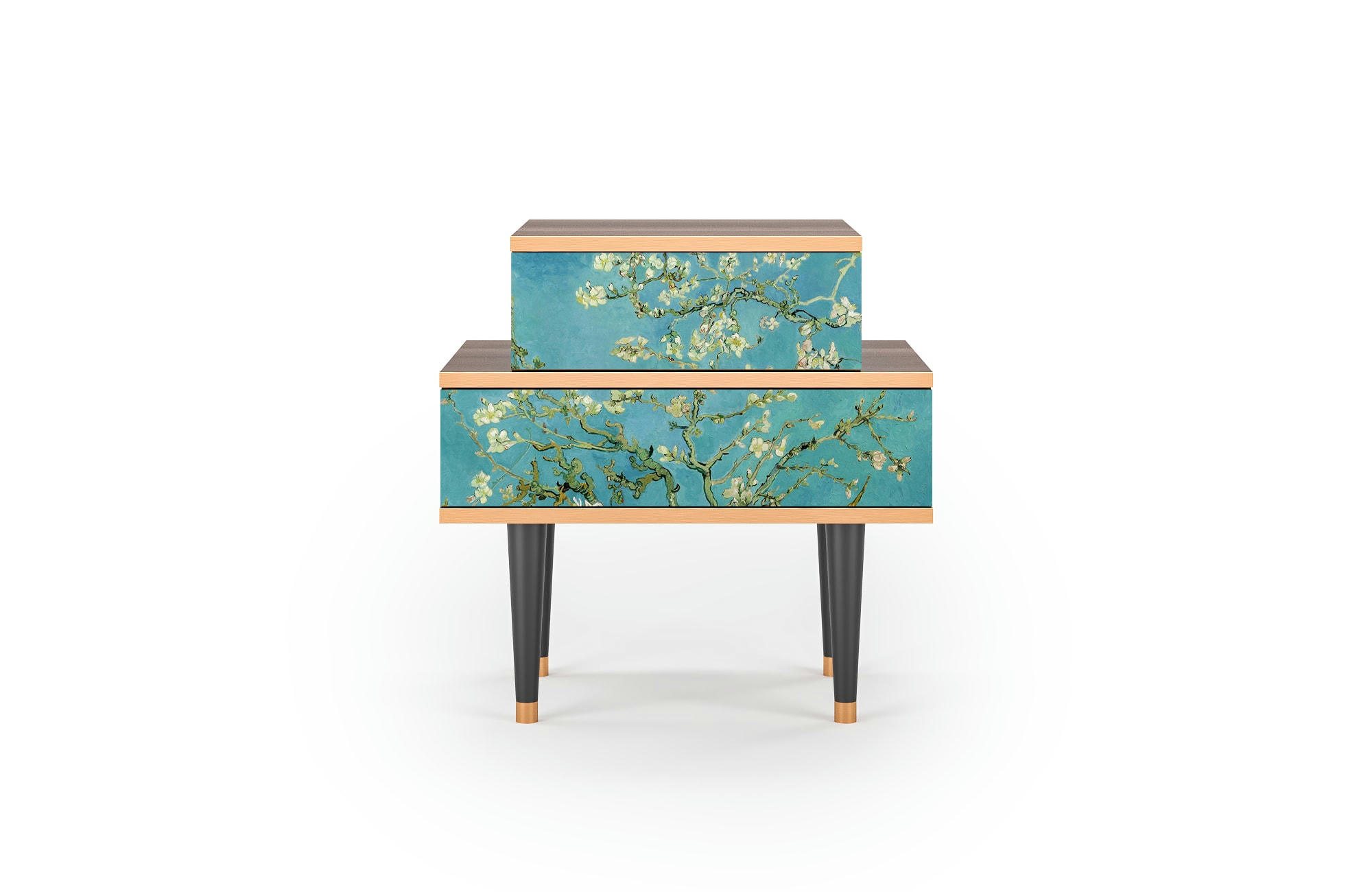 ALMOND BLOSSOM BY VAN GOGH - Table de chevet bleu 2 tiroirs L 58 cm