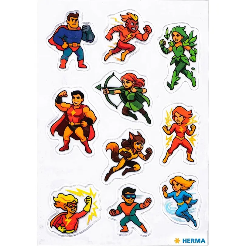 Sticker 10er-Set Superhelden