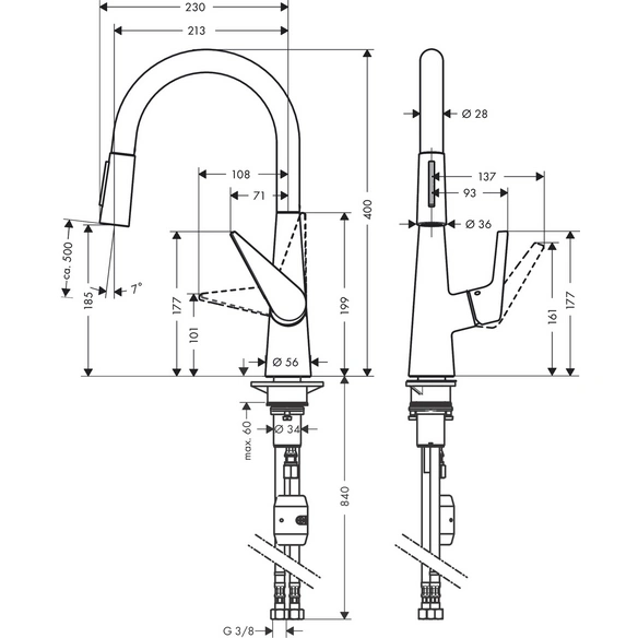 Armatur, »Talis M51«, Laminarstrahl, rund, Ausladung 213 mm