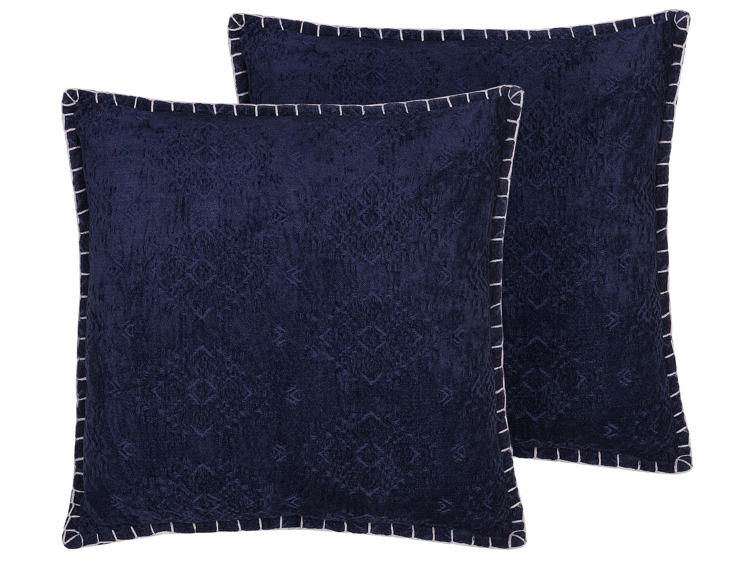 MELUR - Lot de 2 coussin décoratifs en tissu bleu 45x10cm