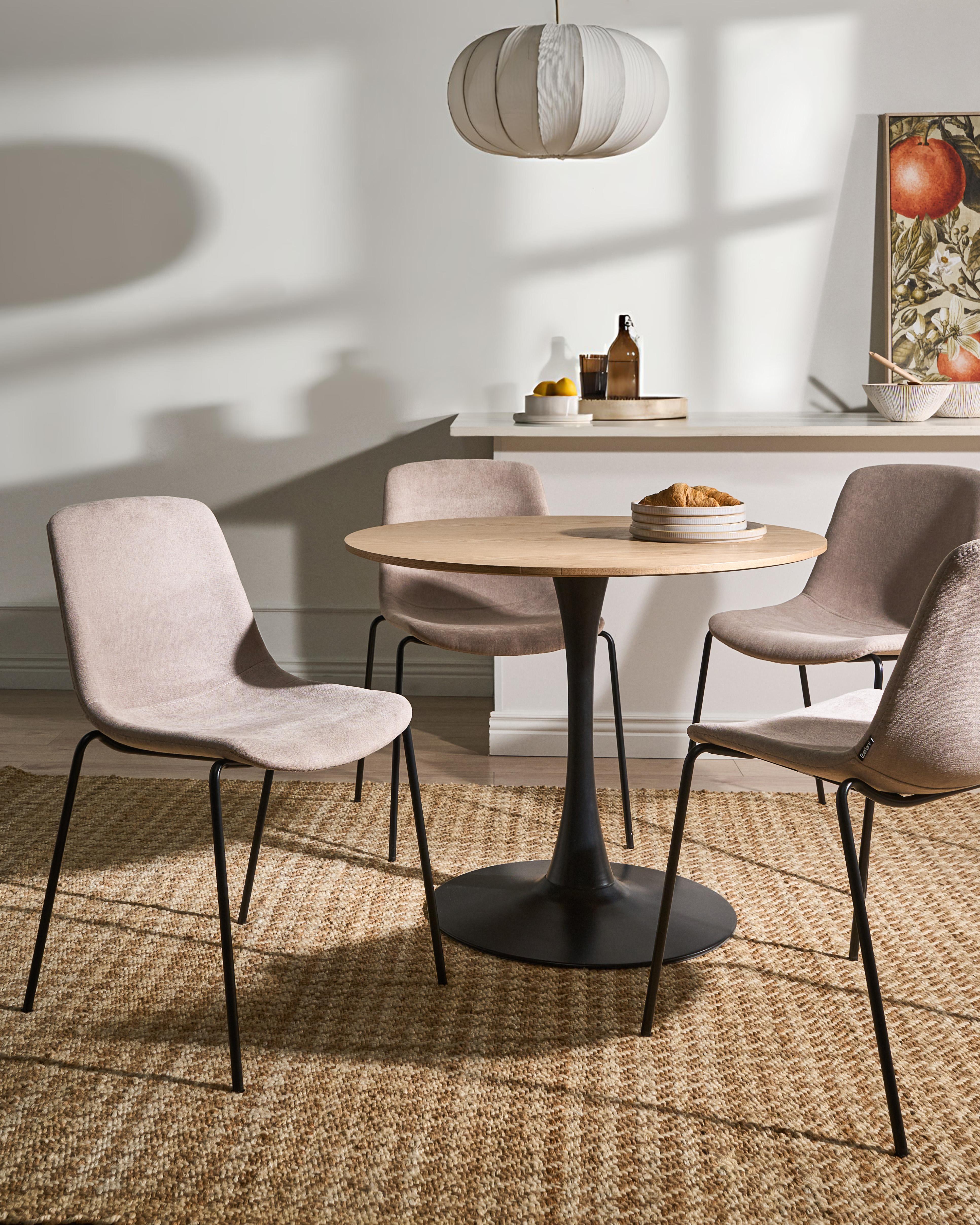 Set of 4 Dining Chairs TILLER Fabric Beige