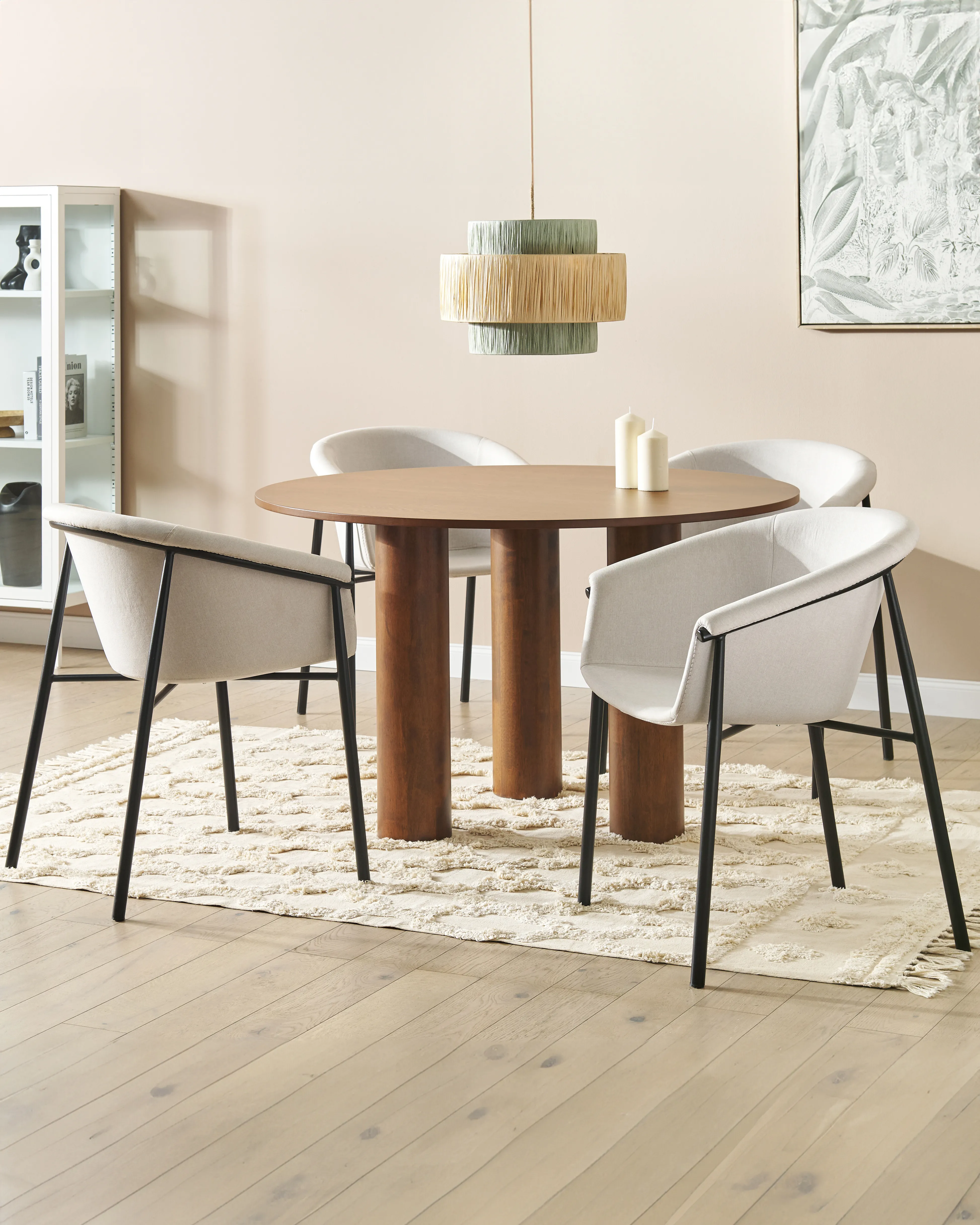 Set of 2 Dining Chairs AMES Fabric Light Beige