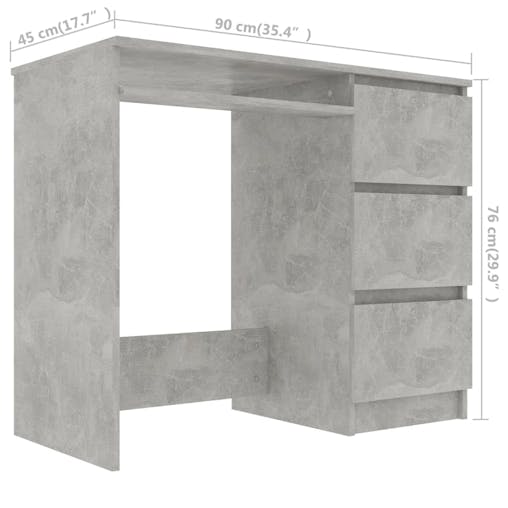 NNEVL Desk Concrete Grey 90x45x76 cm Chipboard