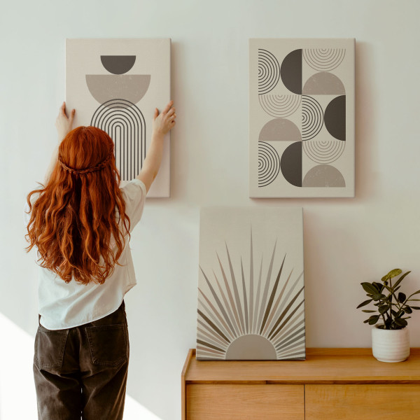 Obraz canvas 3 częściowy Beżowe formy | 3x40x60 | Wallfluent
