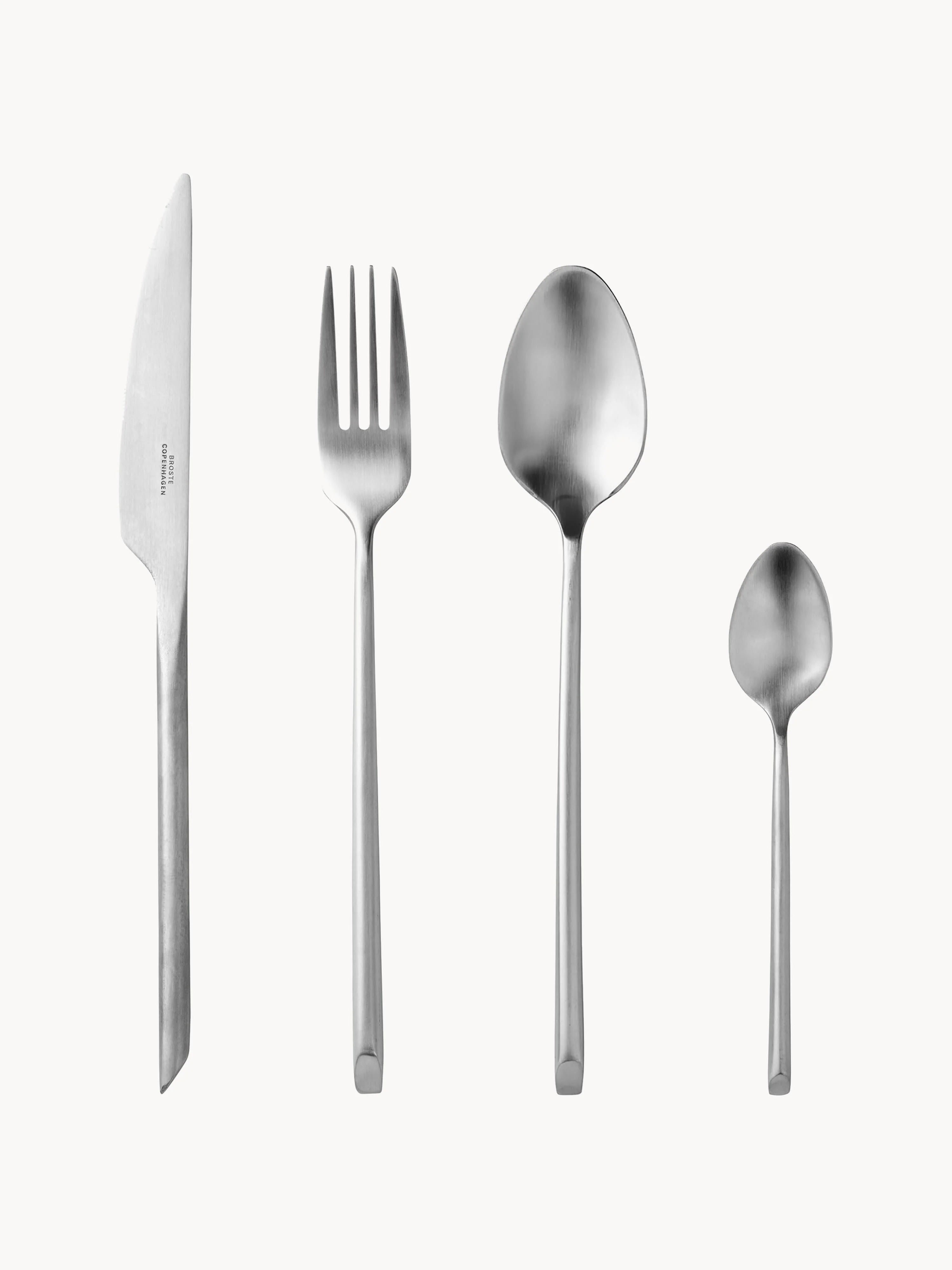 Matt gebürstetes Besteck-Set Sletten, 4 Personen, 16er-Set