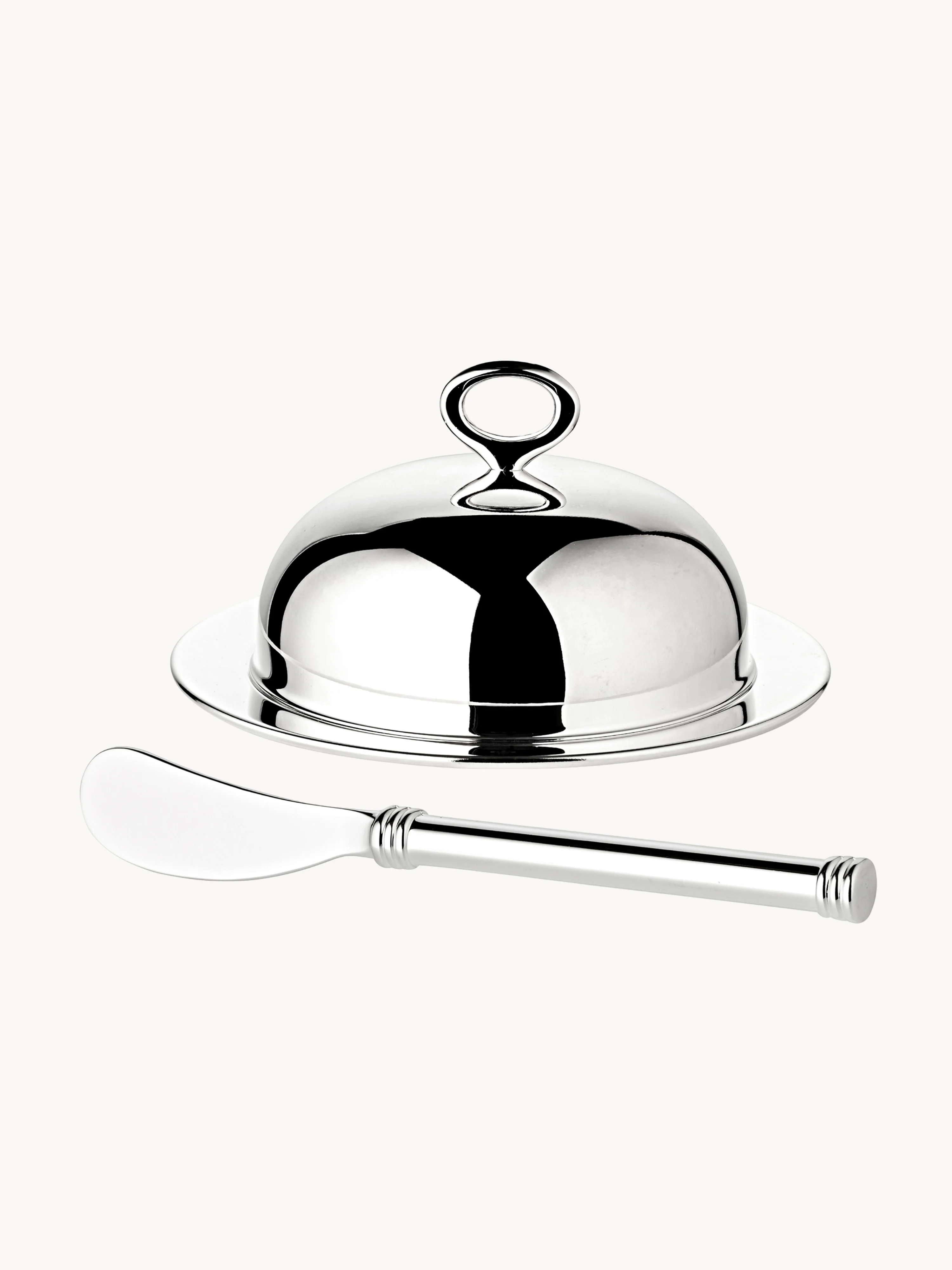 Versilbertes Butterdosen-Set Jago mit Messer, 4er-Set