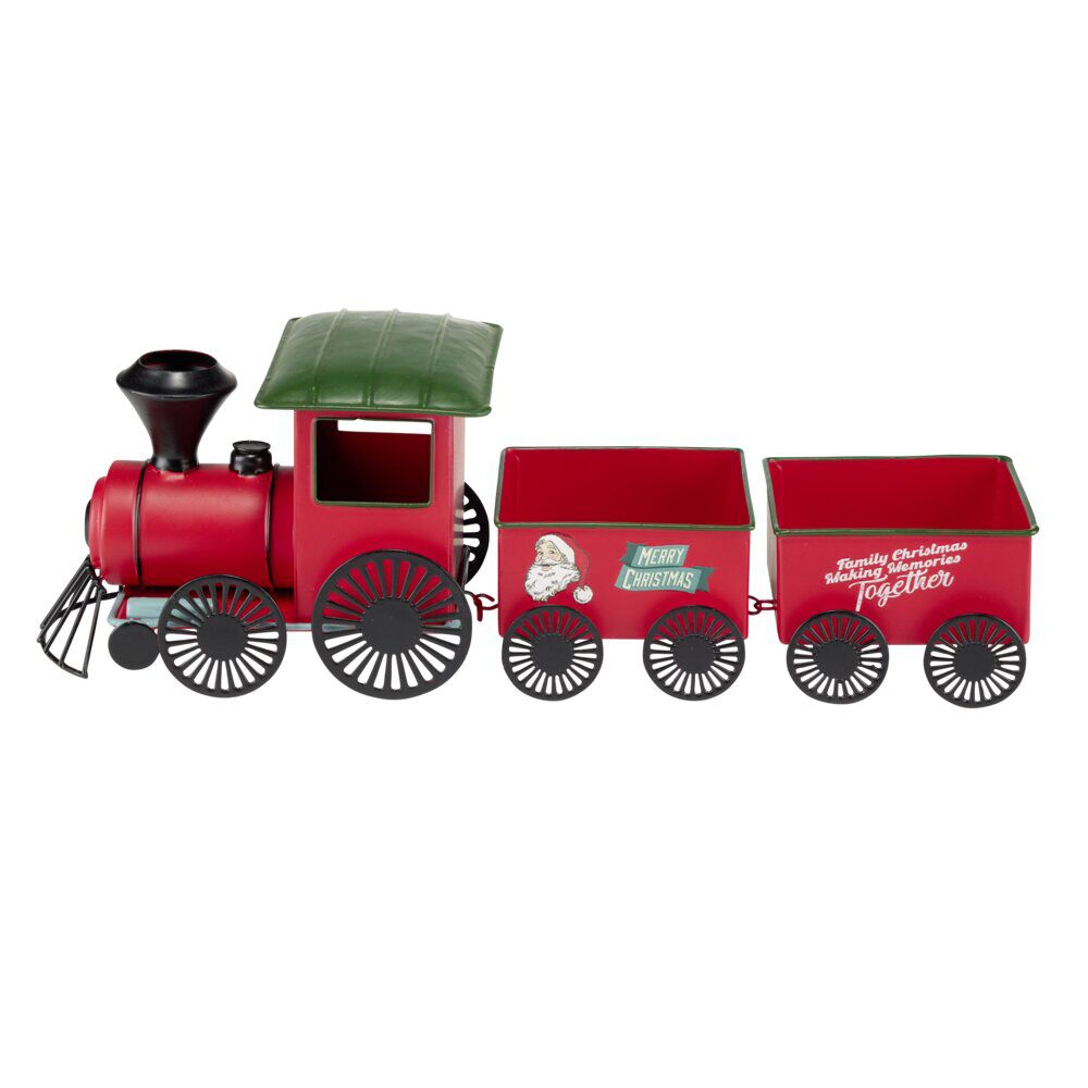 Train de No&euml;l décoratif en métal rouge L33cm