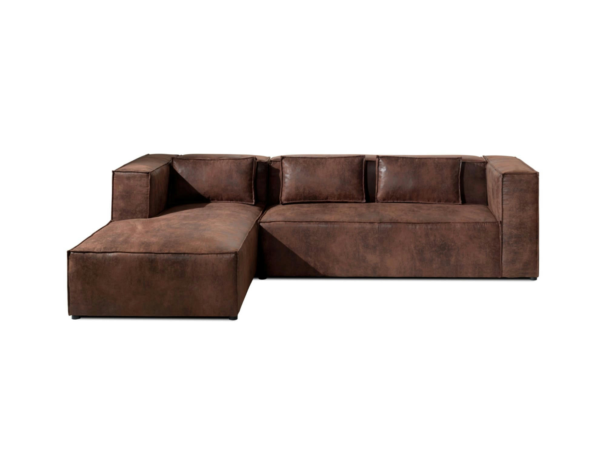 STELLA - Canapé d'angle gauche 4 places en microfibre marron