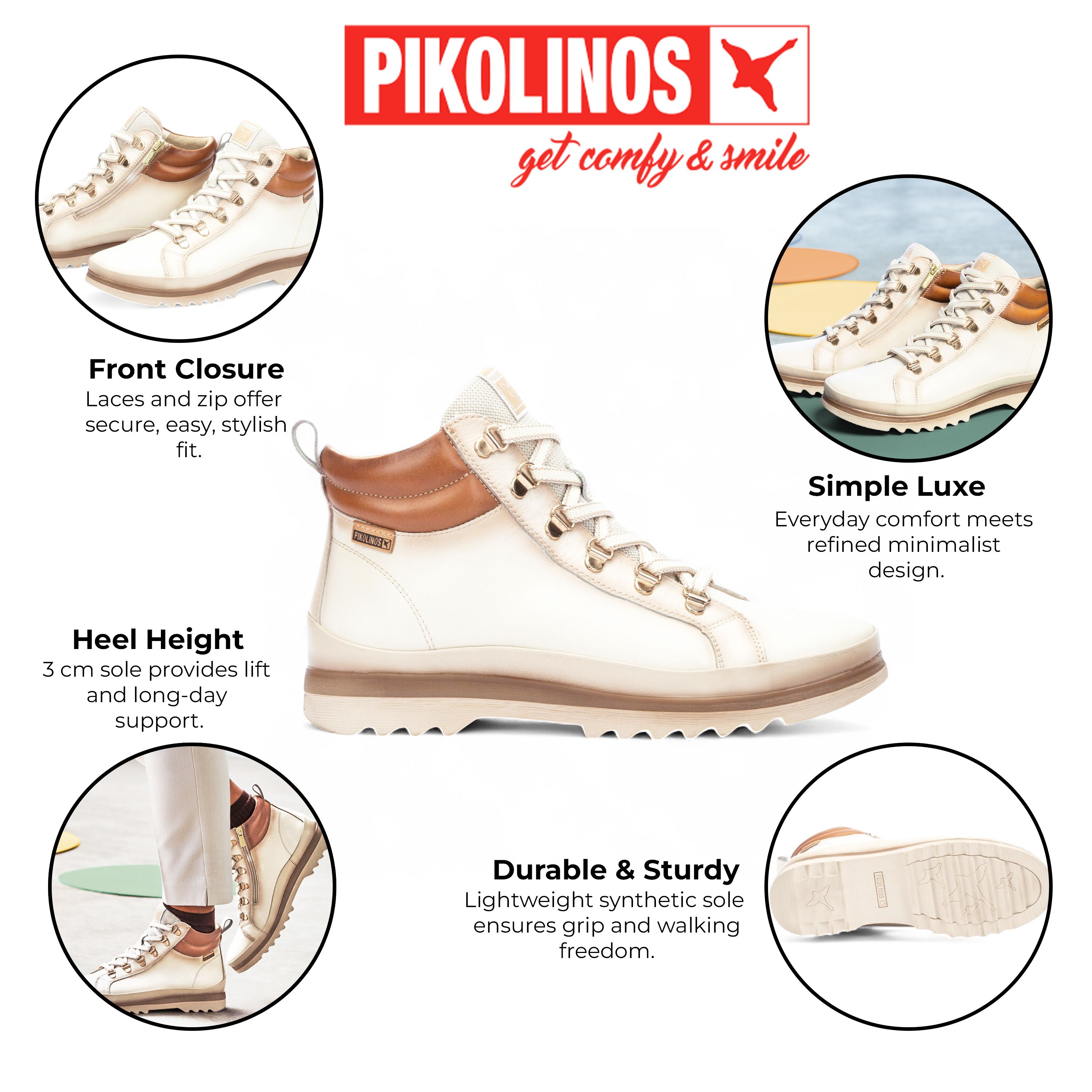 Infinity Leather Pikolinos Nata Leather Ankle Trainers Boots - Vigo
