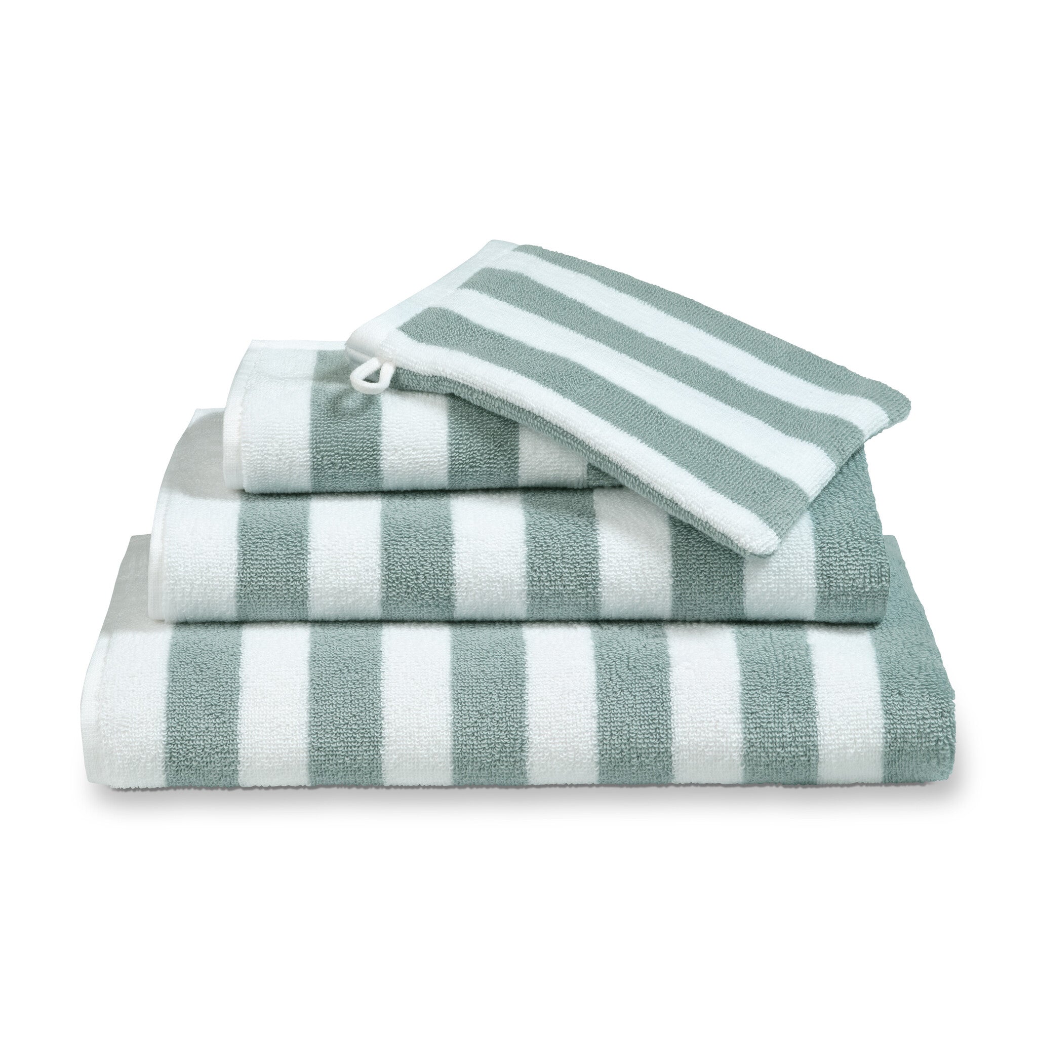 Verona Badtextiel Stripes Pearl Blue   70 x 140 cm   Wit   Blauw