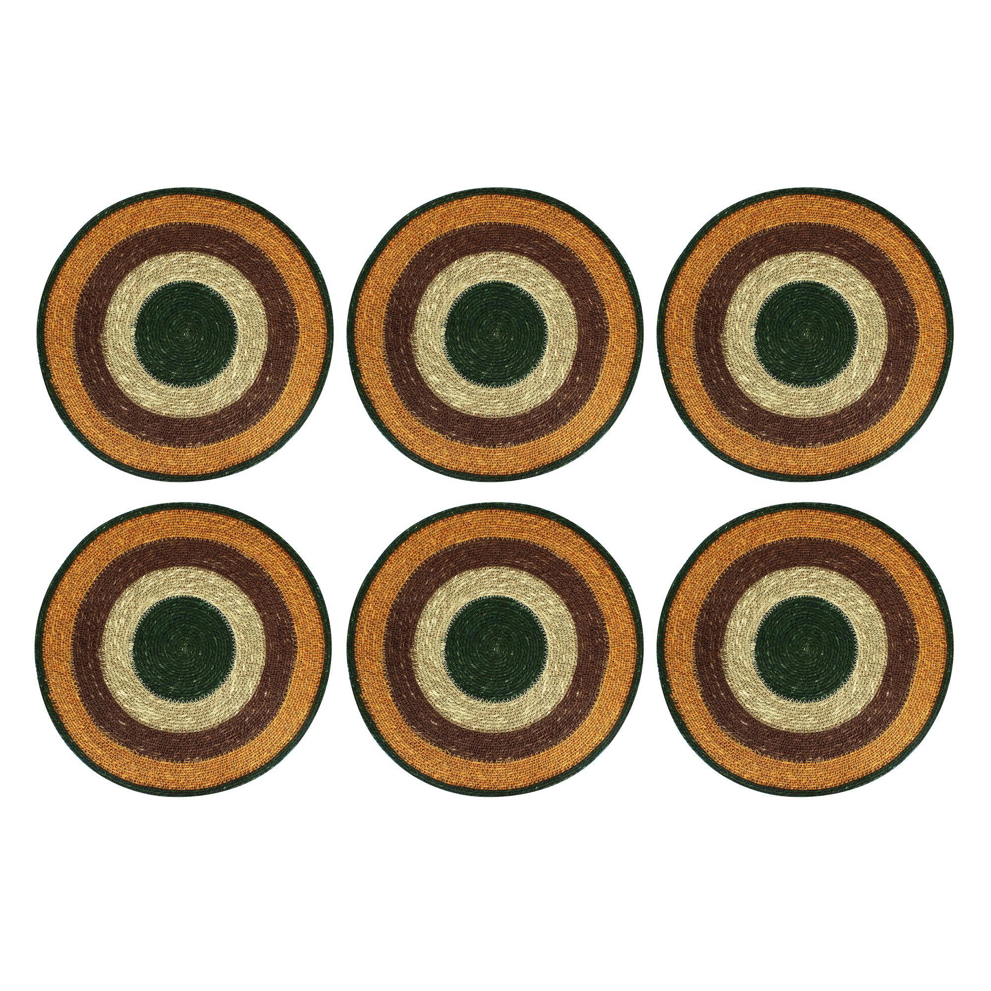 LUNA - Lot de 6 sets de table terracotta en jonc de mer Ø38cm