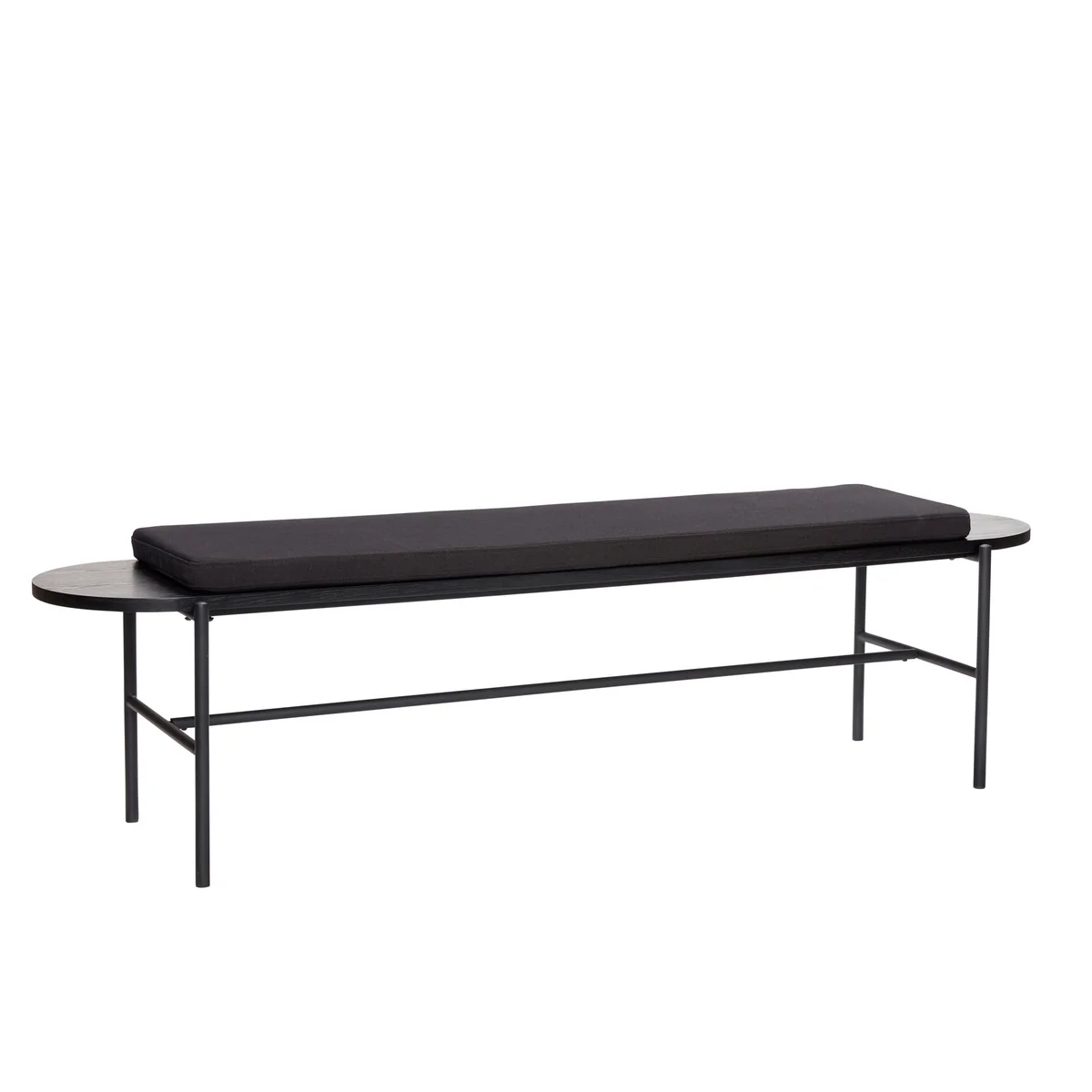 Hübsch Interior - Bank mit Sitzauflage, Länge 180 cm, Eisen / Esche, schwarz
