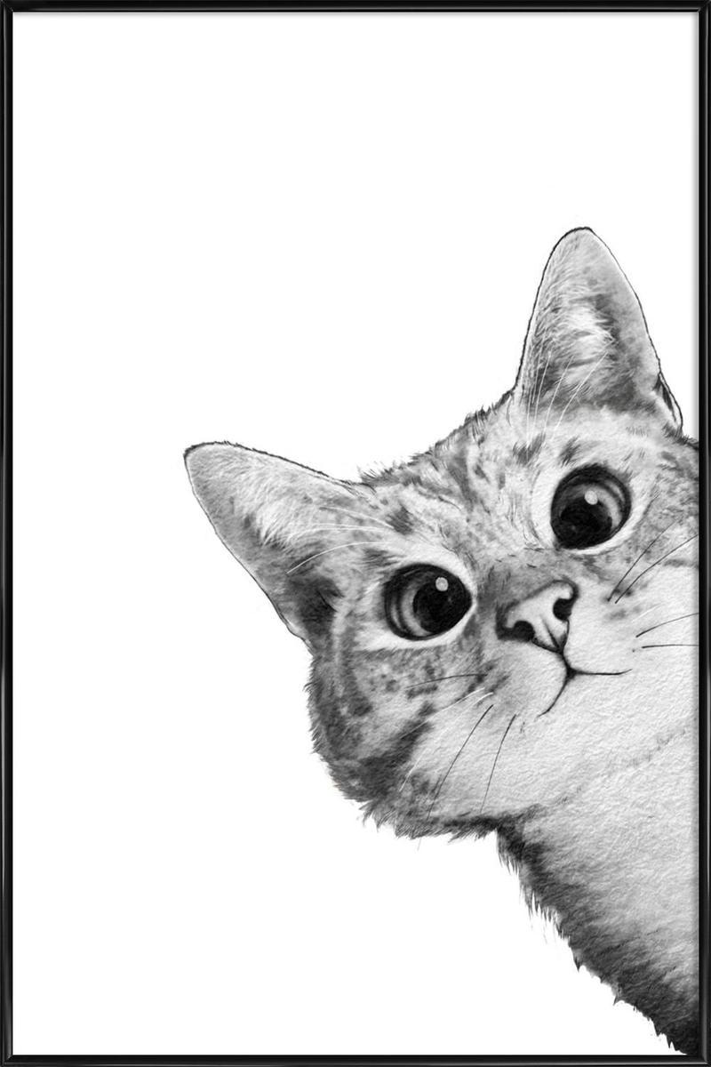 SNEAKY CAT - Affiche dans cadre standard (noir) gris 20x30