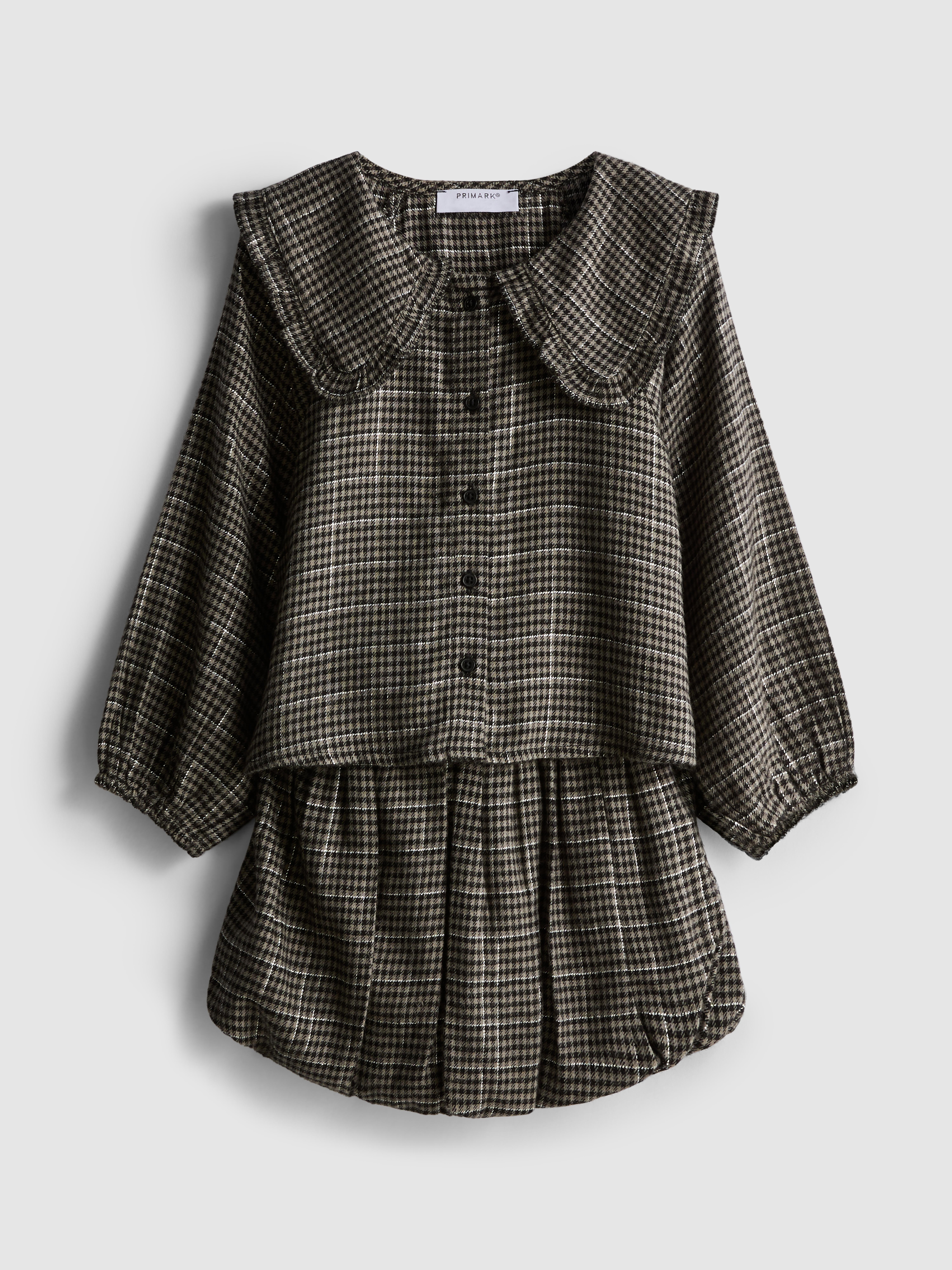 1.5-8yrs | Check Collared Blouse and Bubble Skirt Set