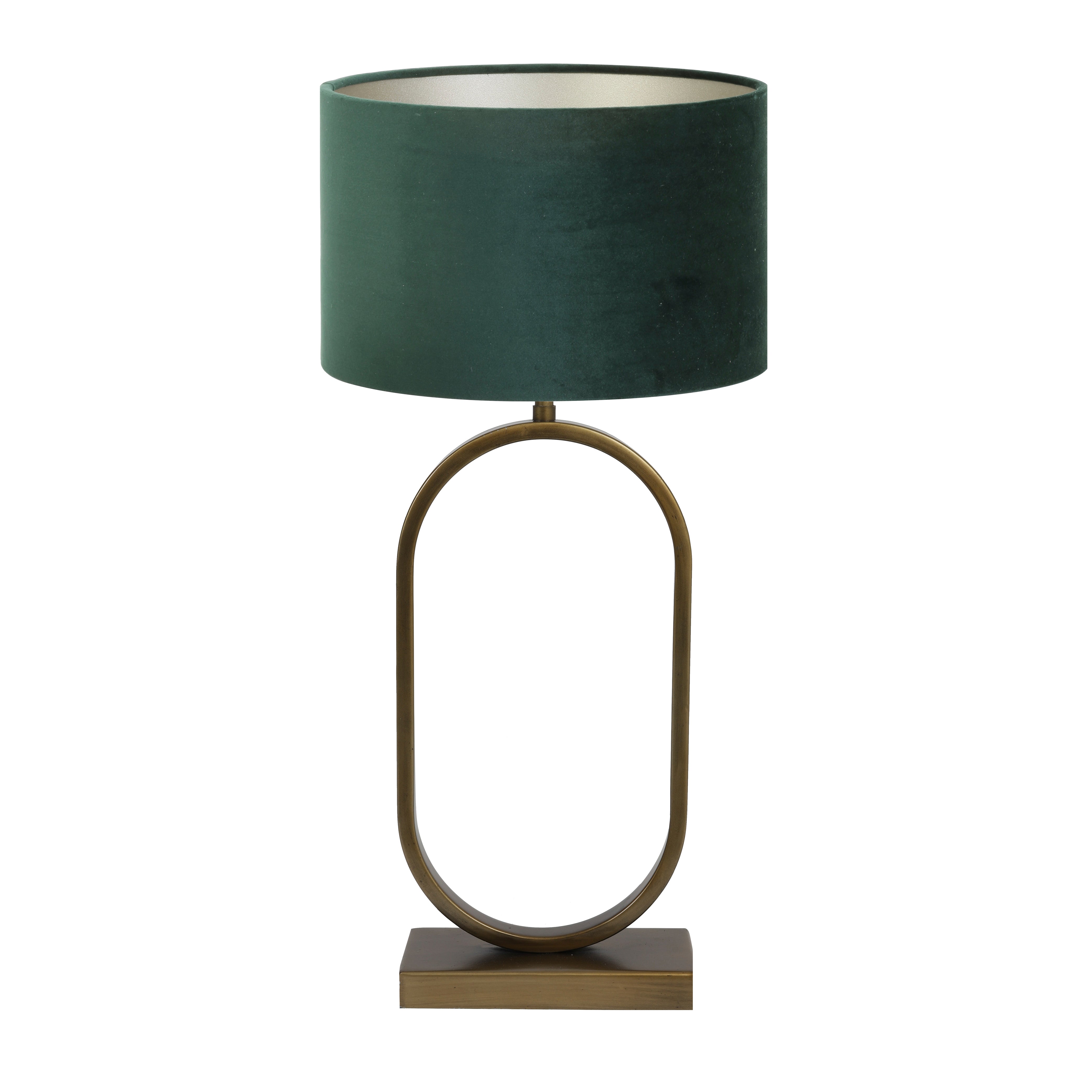 Light & Living tafellamp Jamiri/Velours - ant. brons, donkergroen - 30x30x67cm