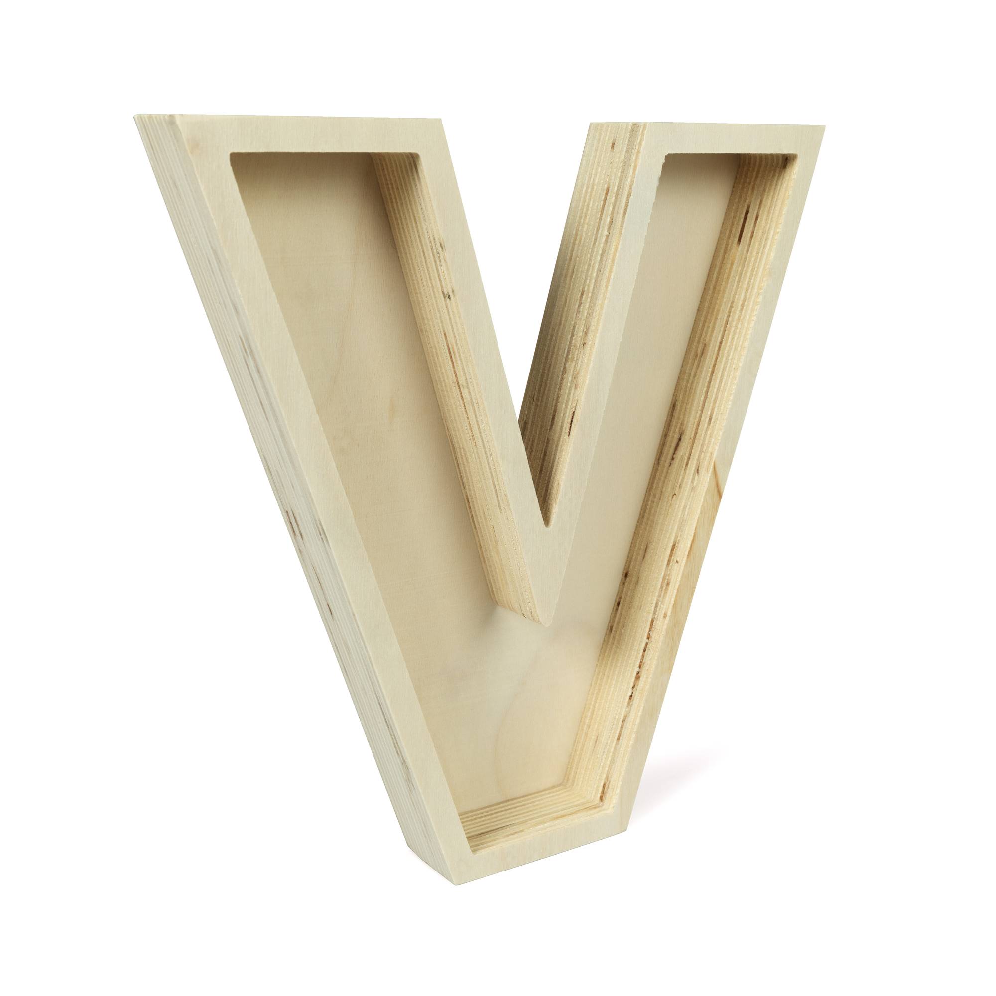 Wooden Fillable Letter V 22cm