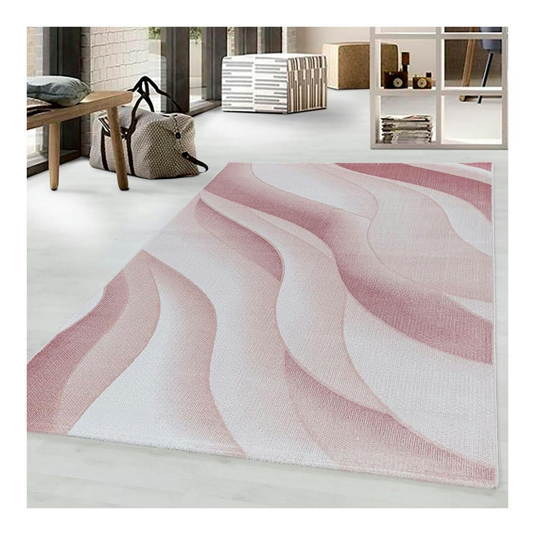 CHOUETTE - Tapis courbe design en polypropylène rose 80x150