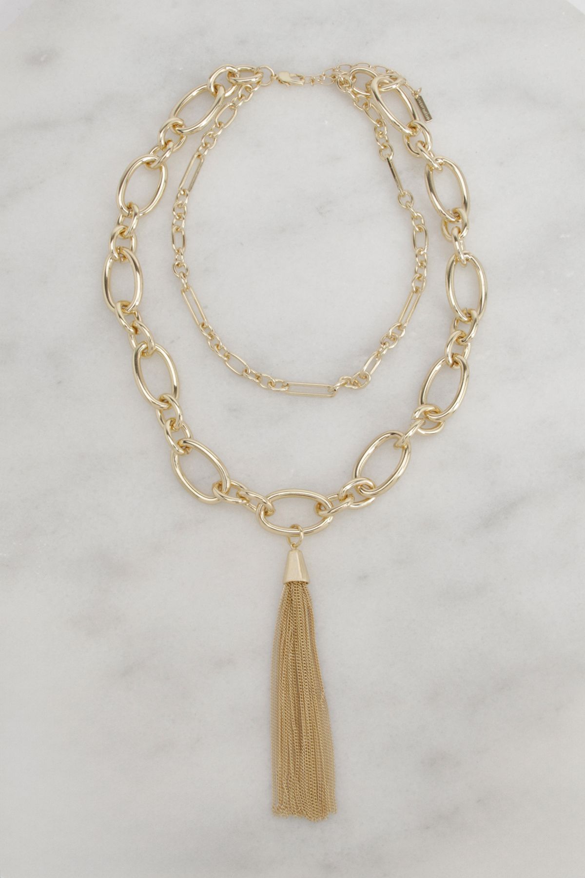 KarenMillen Layered Chain Tassel Necklace