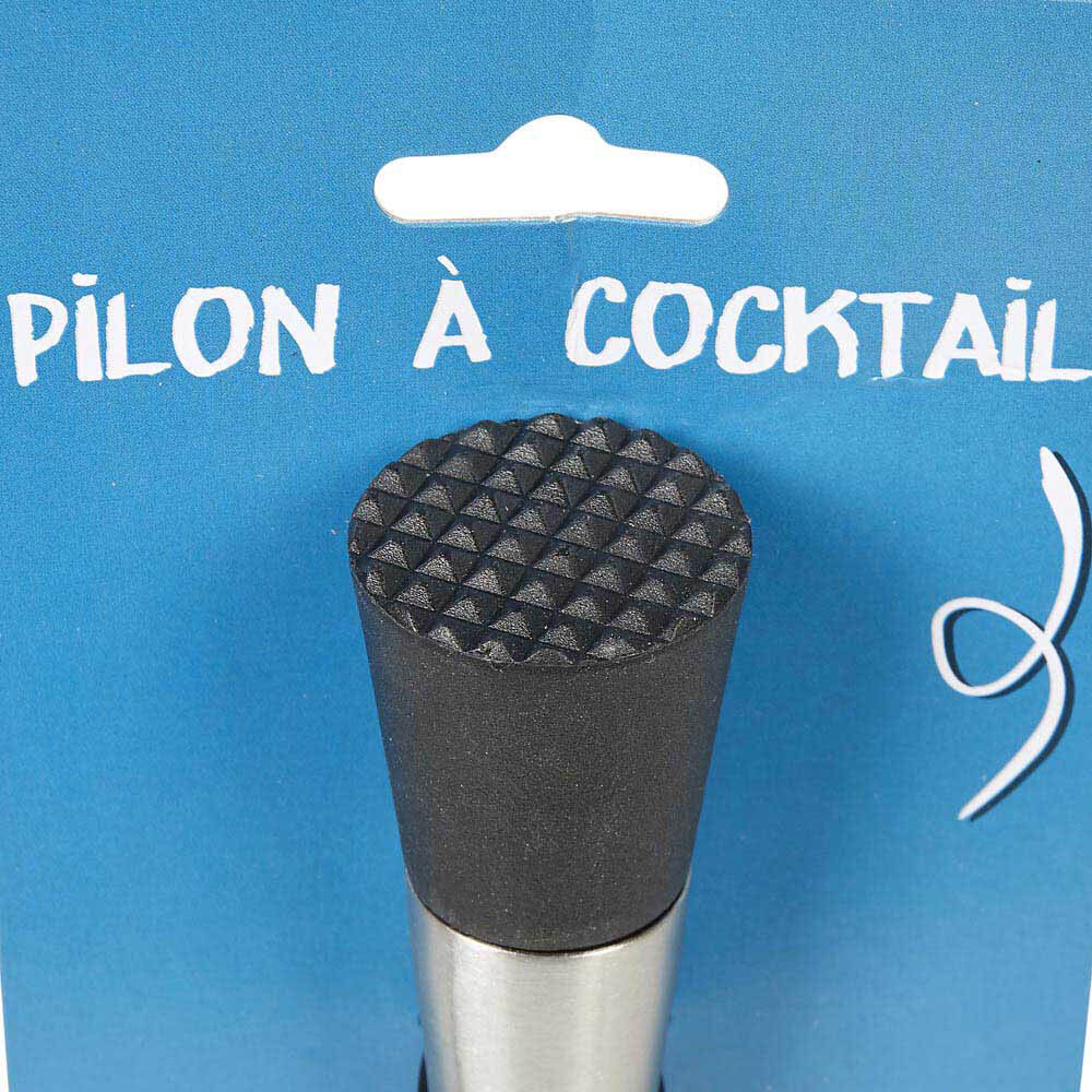 Pilon à cocktail denté inox gris et noir