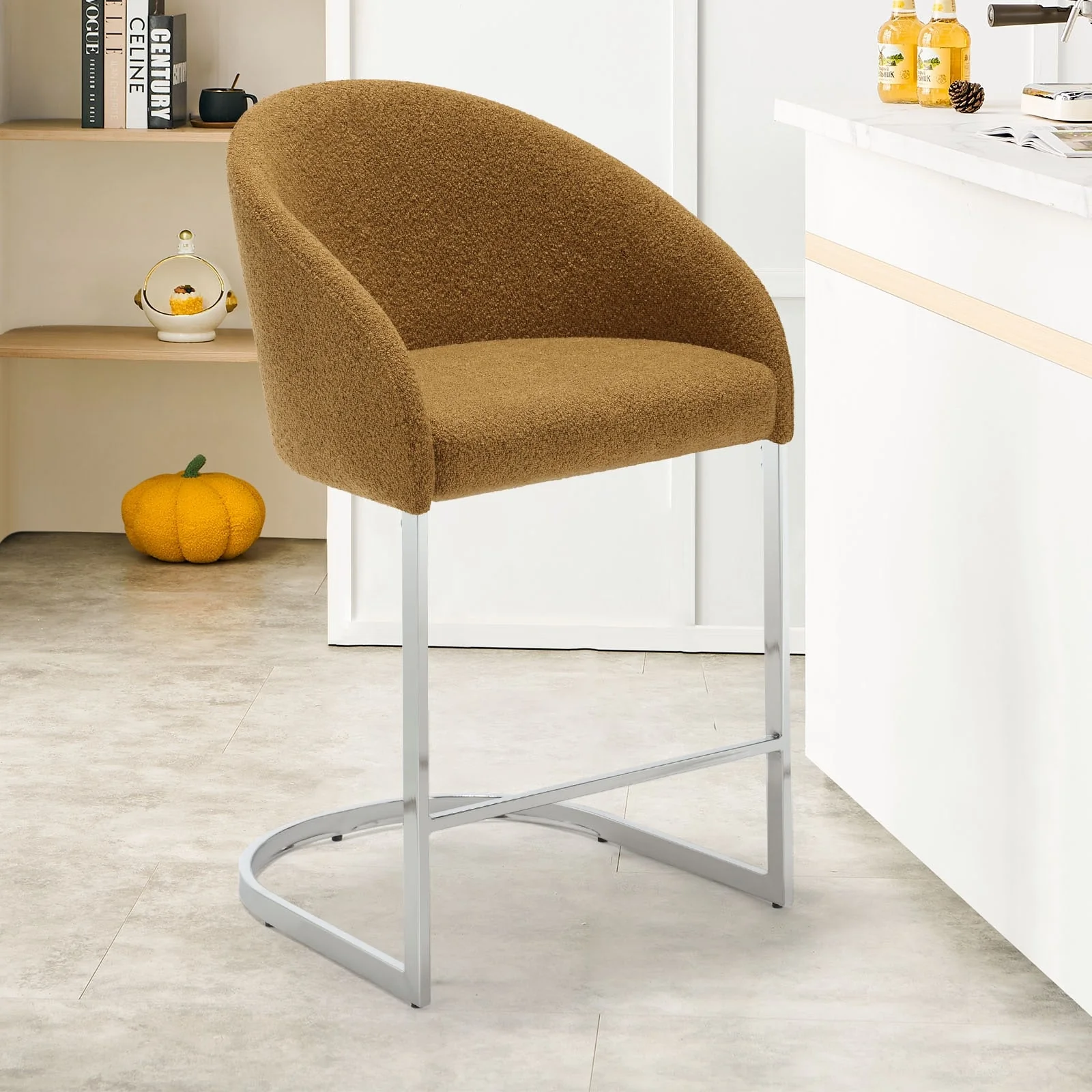 26 Fabric Upholstered Counter Height Bar Stools with Arms - 37 H x 22.4 W x 22 D
