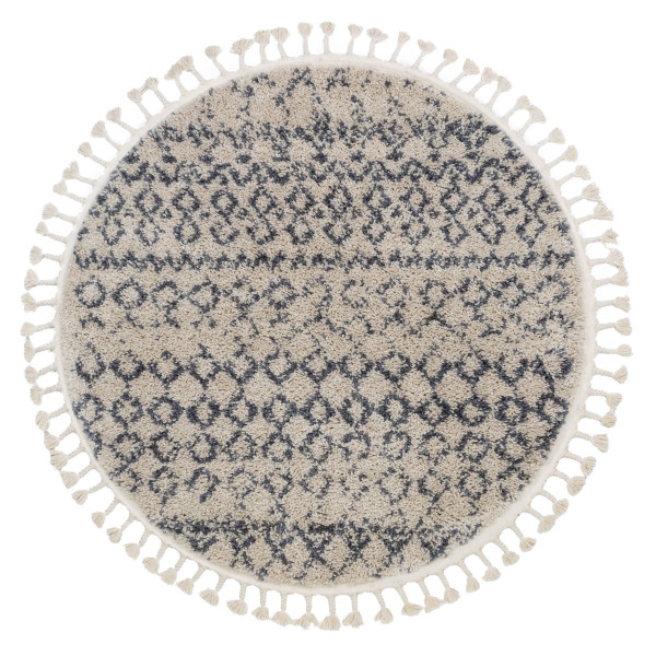 Dywan BERBER AGADIR G0522 krem / szary Frędzle berberyjski koło 120 cm