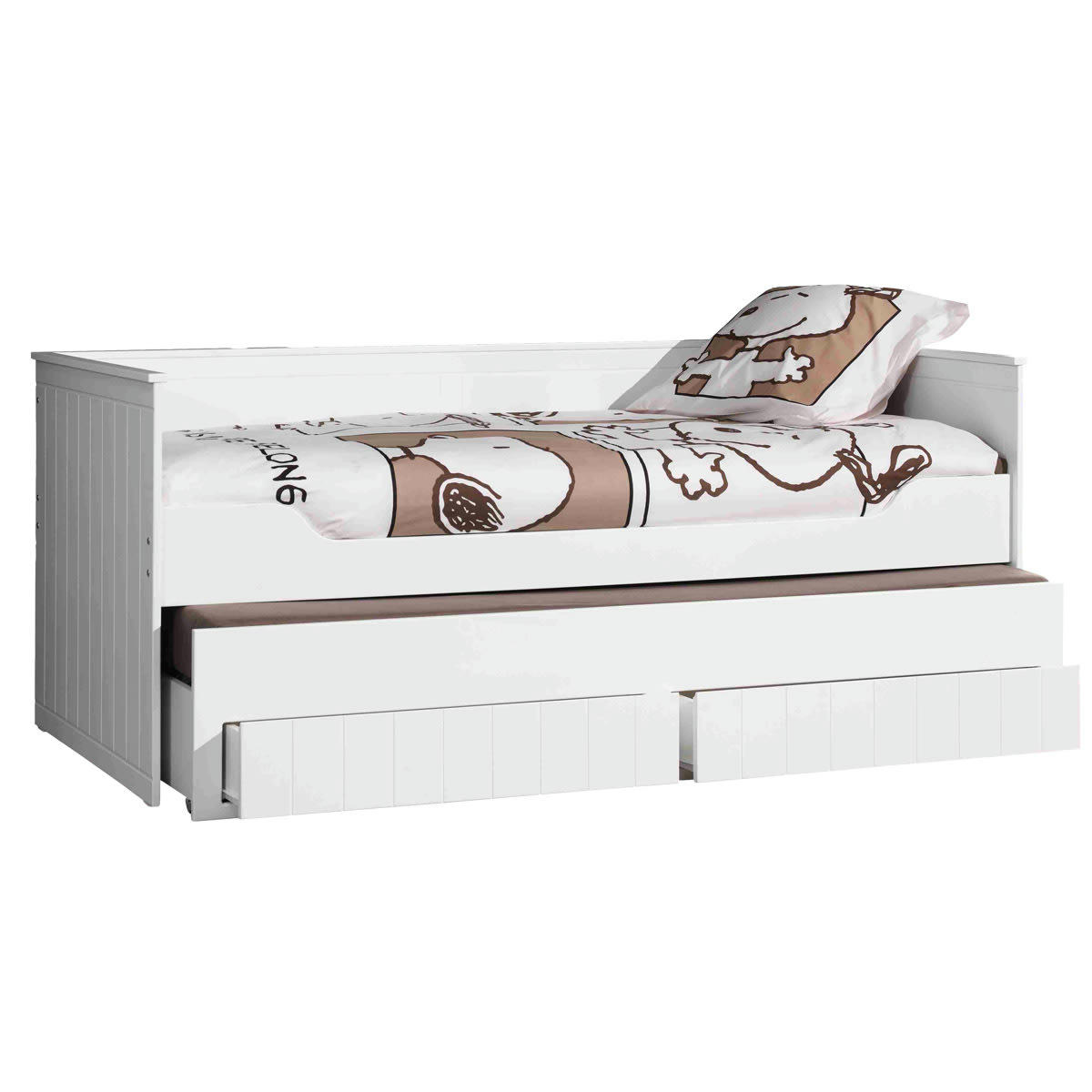 ROBIN - Lit capitaine 90x200 sommier inclus blanc