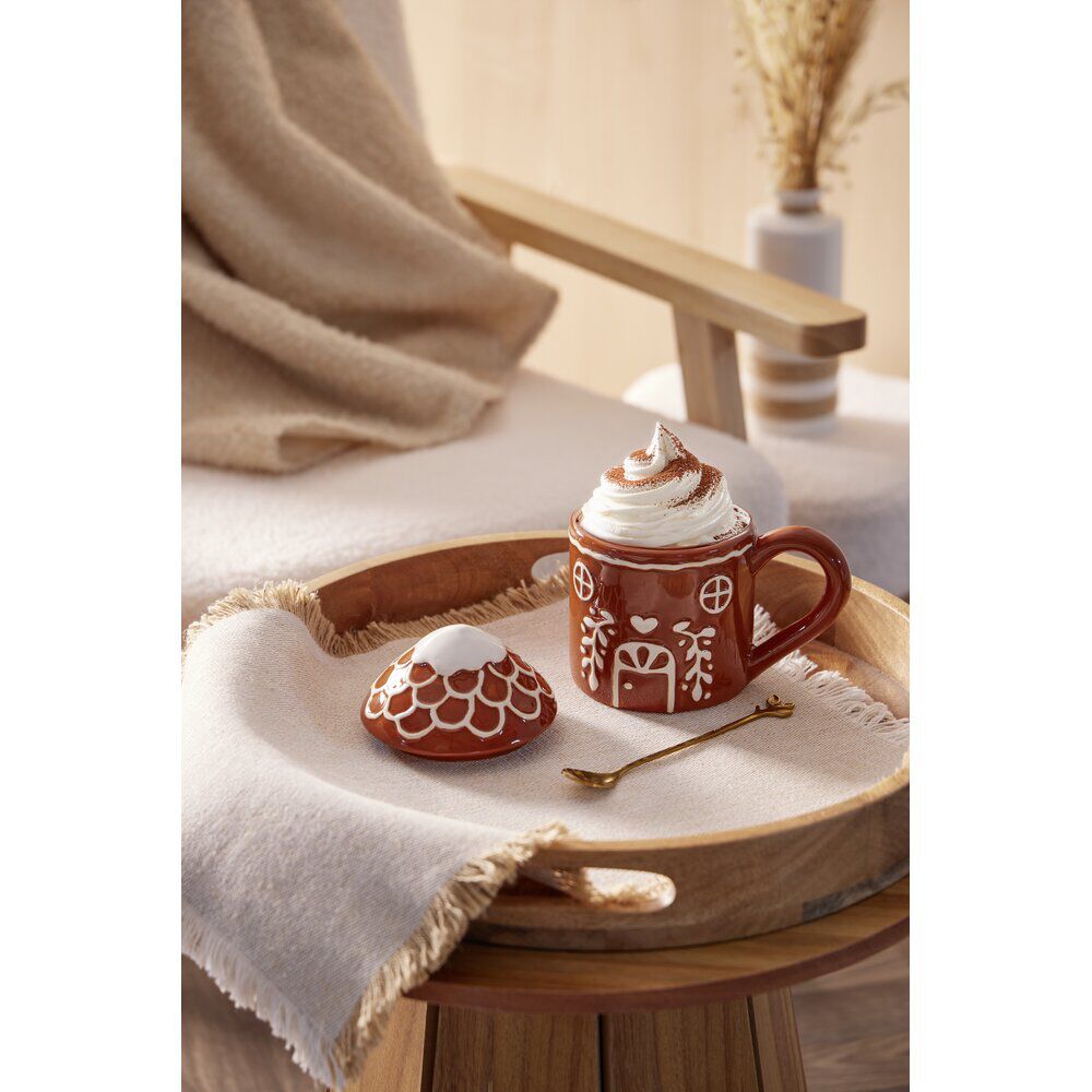 Mug No&euml;l 700ml maison pain d'épices avec couvercle Ø10xH10cm
