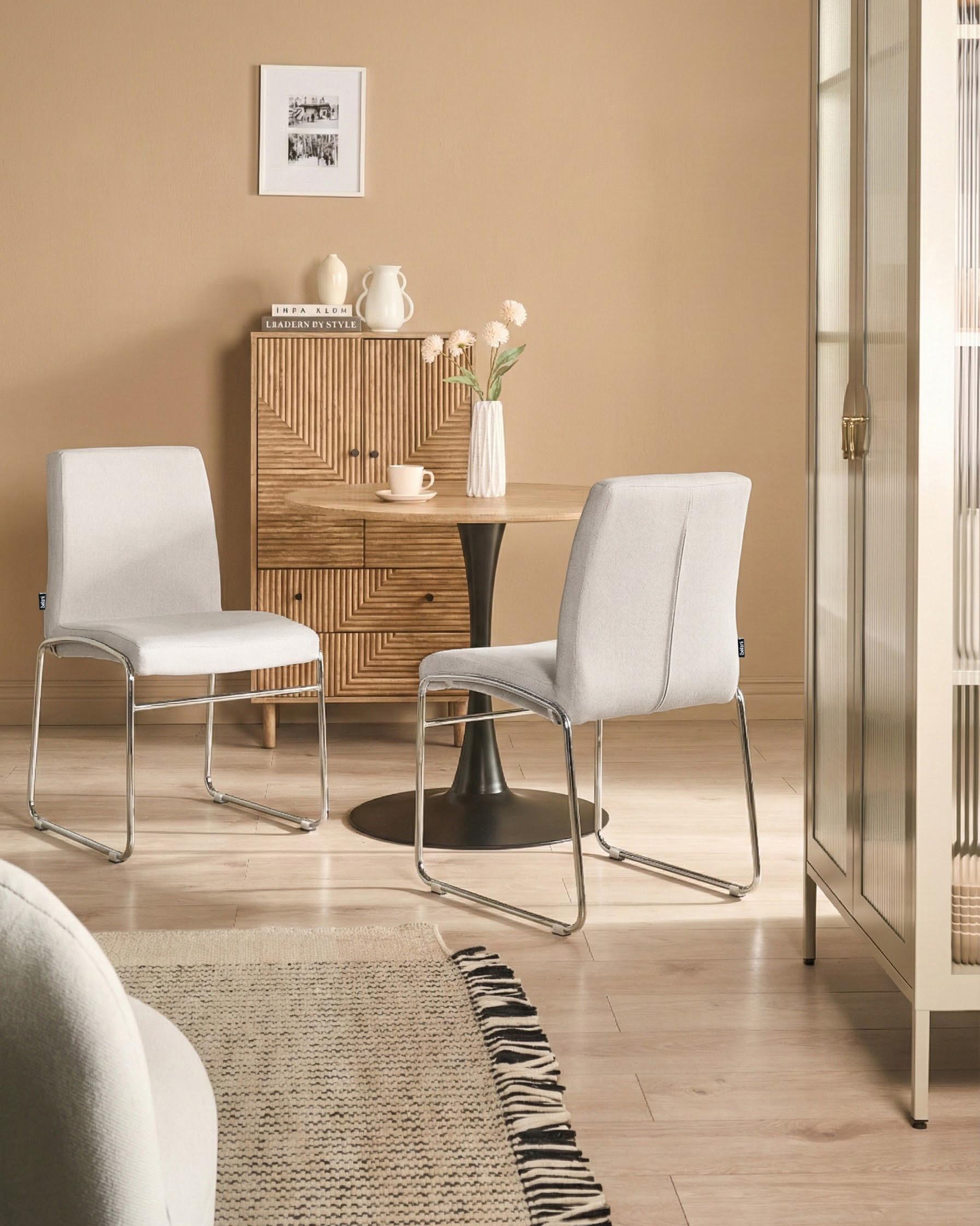 Set of 2 Dining Chairs LECCO Fabric Light Grey