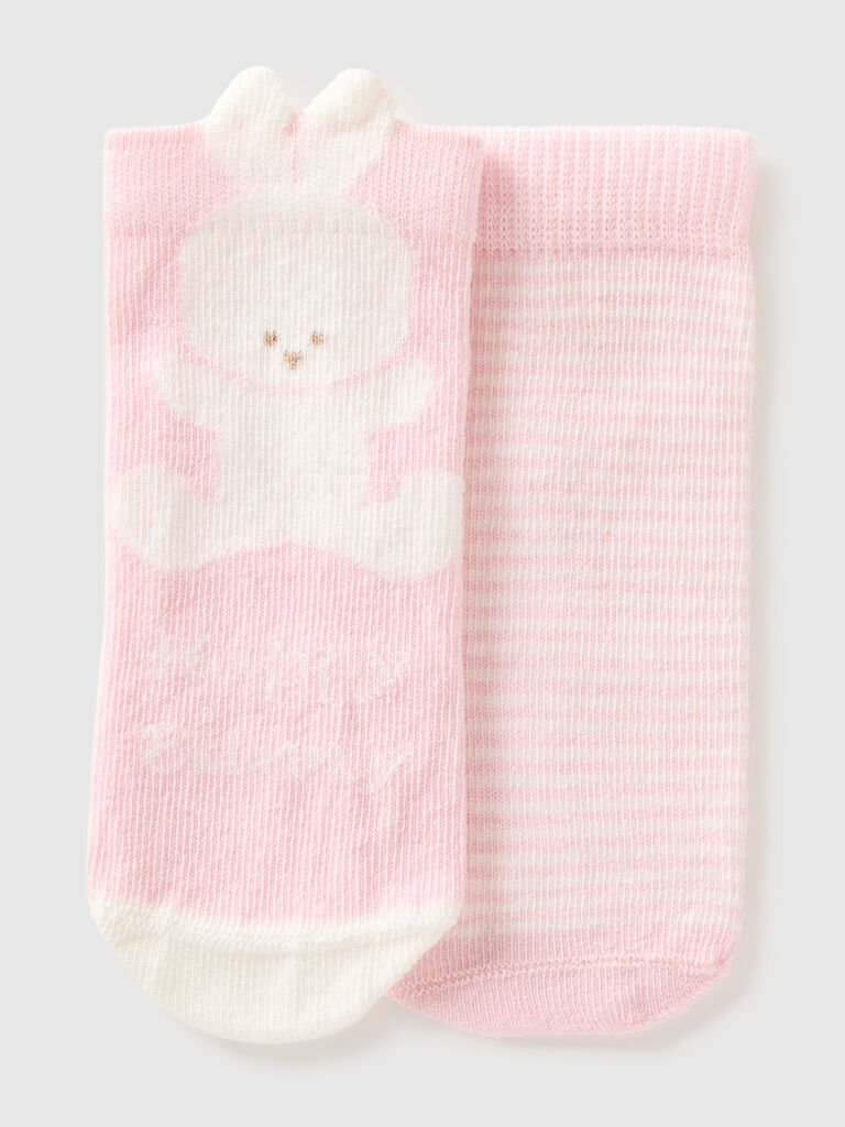 Set of socks with stripes and bunny