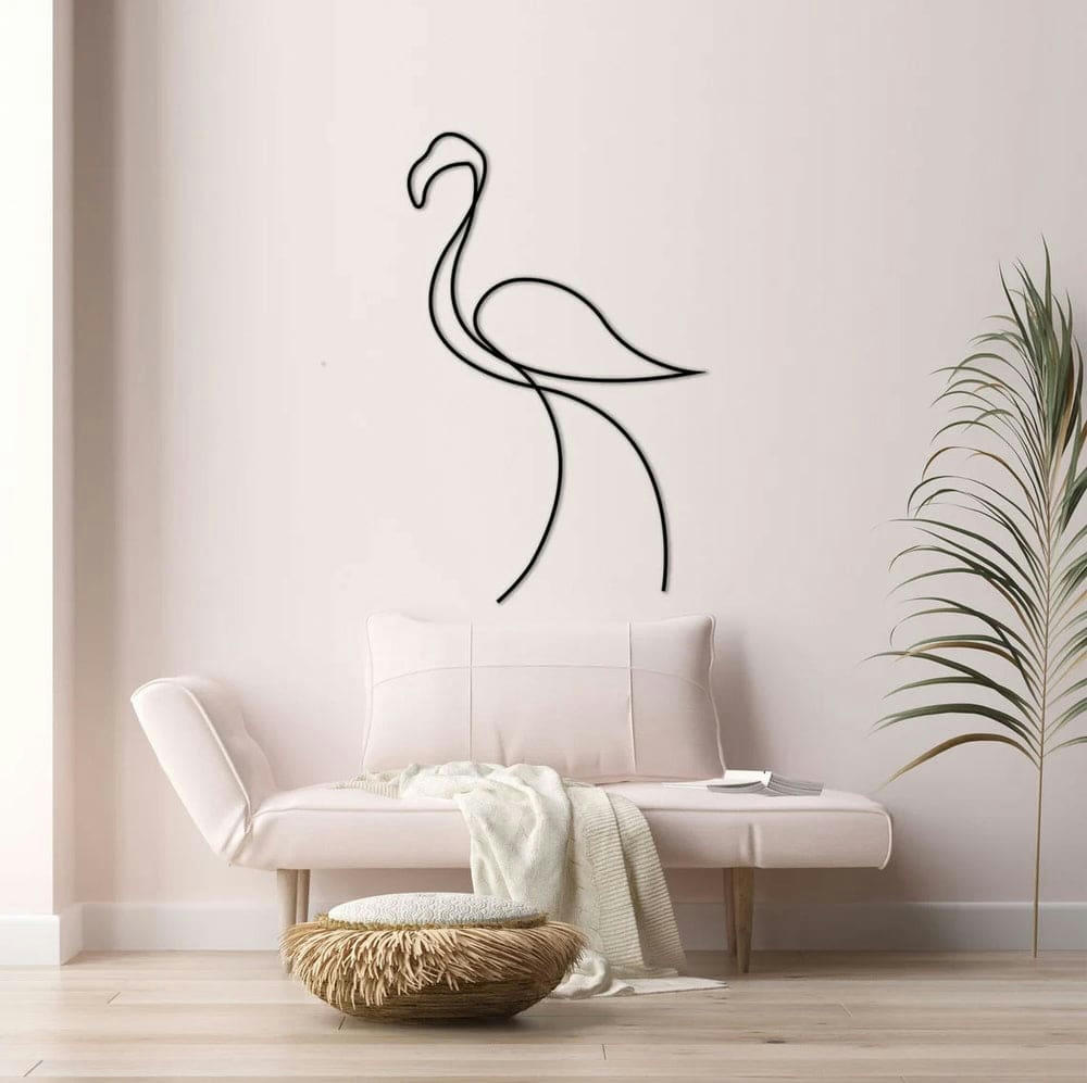 MINIMALISTE - Décoration murale flamingo en métal noir 29x45 cm
