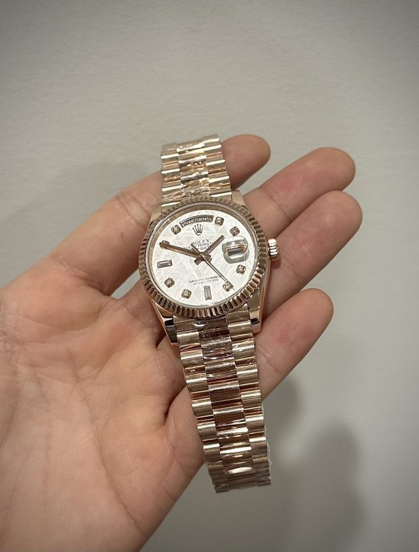 Rolex Day-Date 128235 904L Steel Meteorite Dial CZ Diamonds 36mm Super Clone