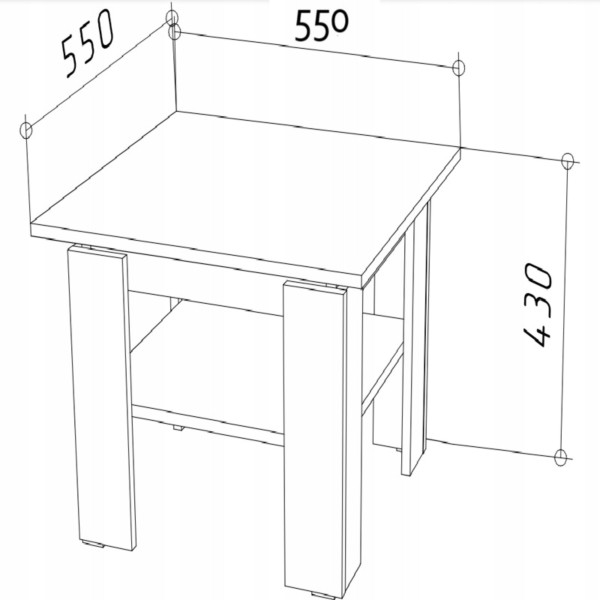 Ława stolik kawowy CR3-STERN 55cm grafit-wotan z półką do salonu biura