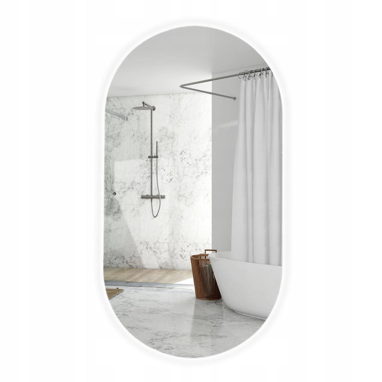 Lustro Ścienne Owalne Podświetlane Led Egg 60X80 Cm
