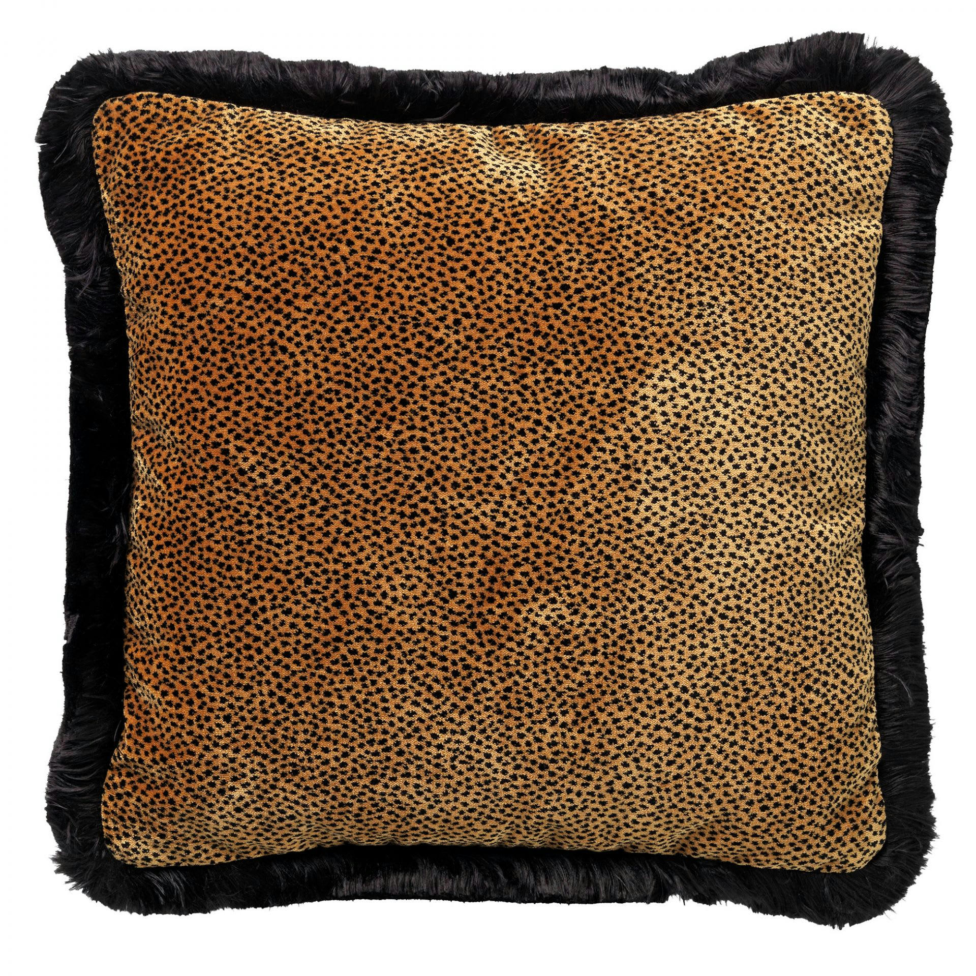 - Coussin marron en velours 45x45 cm avec imprimé animalier