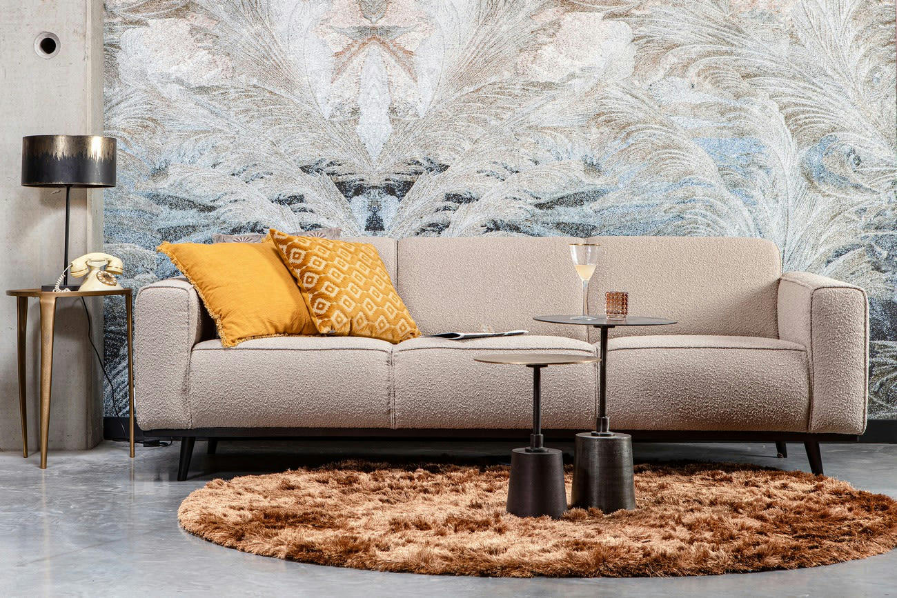 CRUSH - Tables d'appoint ronde aluminium doré/argent - lot de 2