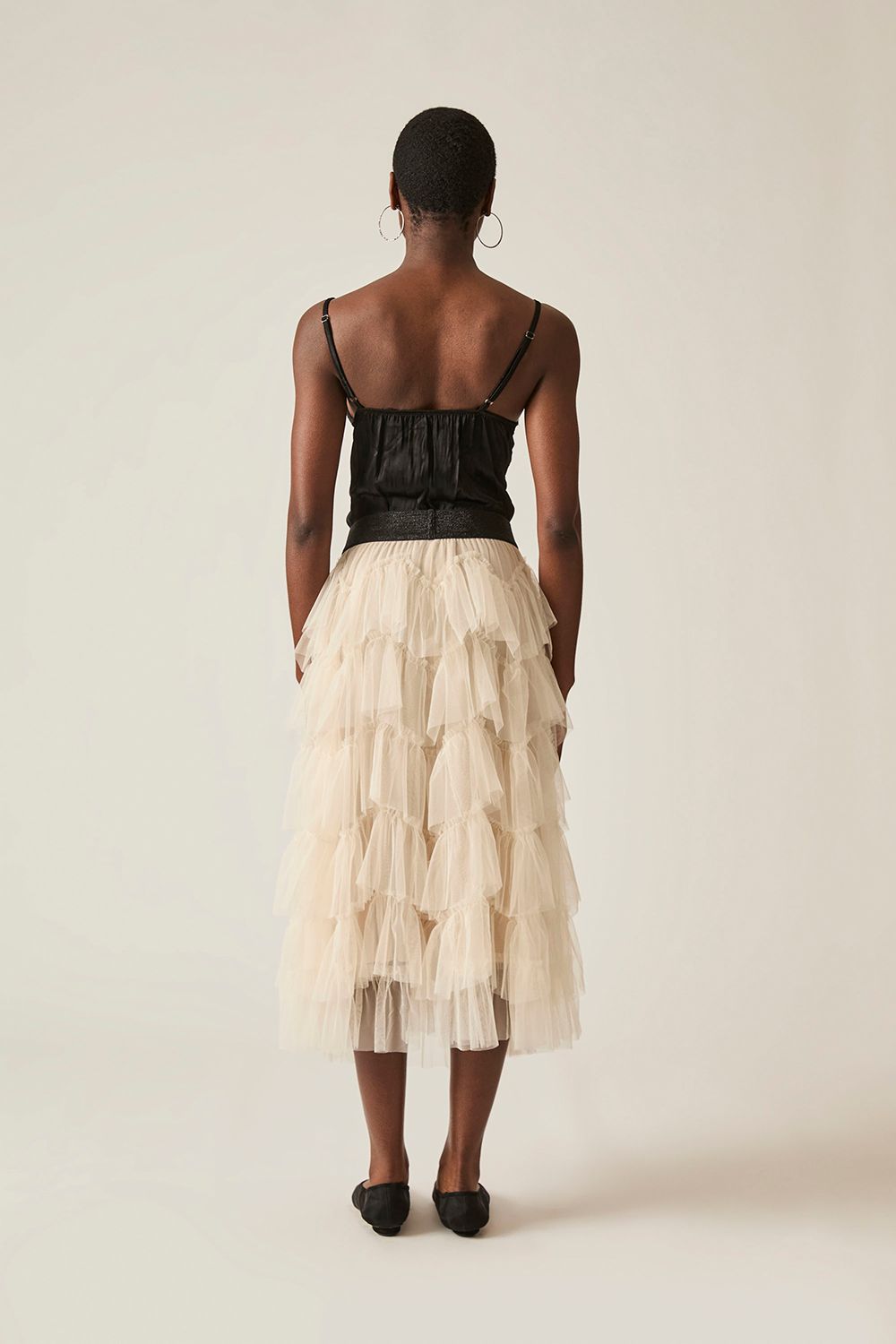 James Lakeland Organza Ruffle Nude Skirt