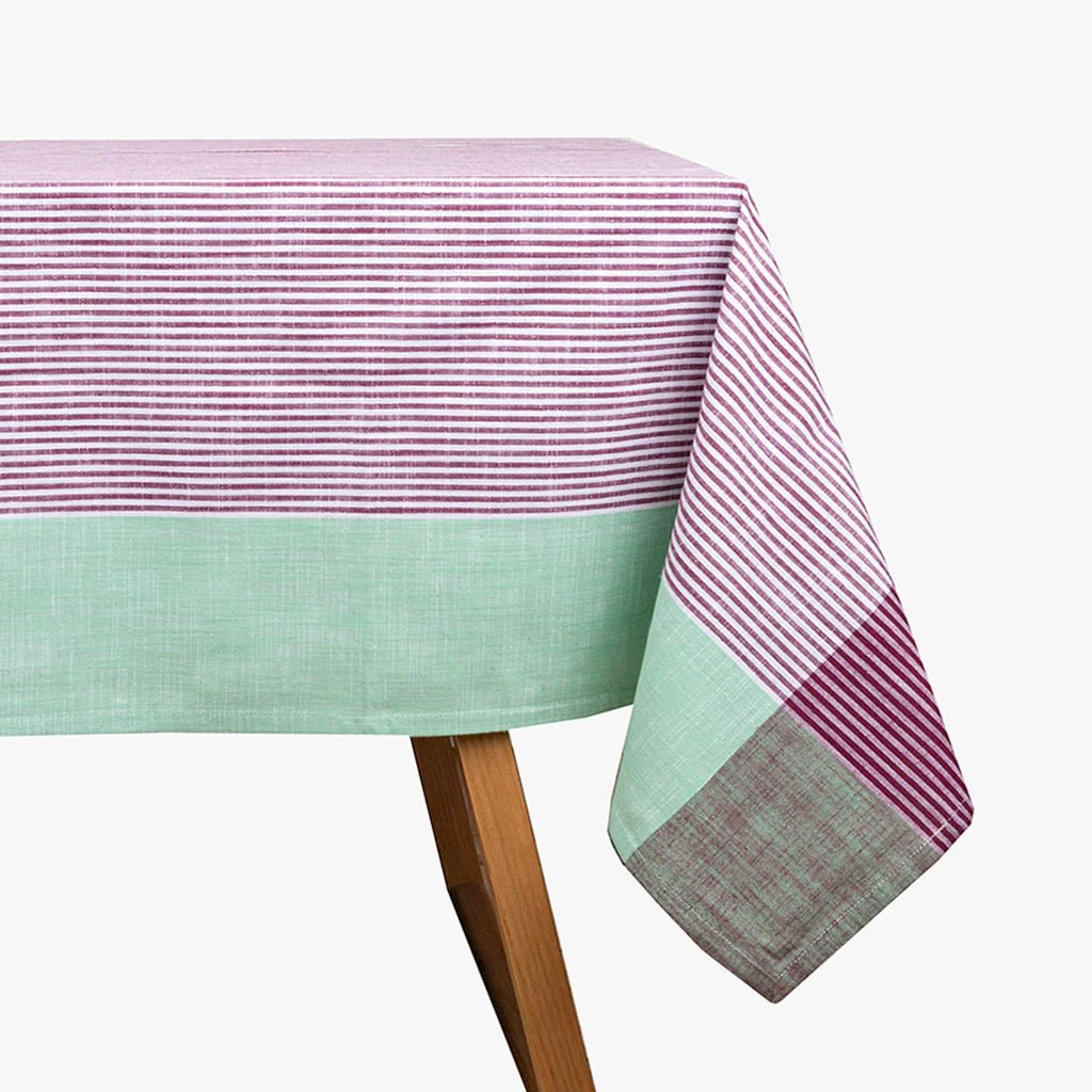 Toalha de Algodão Riscas Violeta e Verde 160x160 KERALA