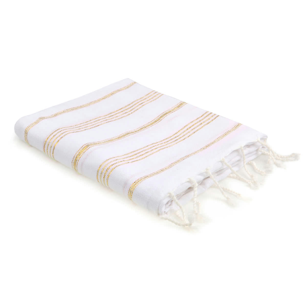 MYKONOS - Fouta coton  100x200 blanc / or