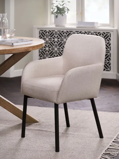 Spisebordsstol SOTTRUP beige stof/sort