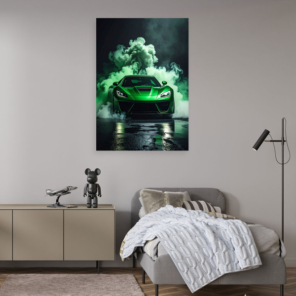 Obraz nowoczesny do pokoju nastolatka, Zielony Sportowy samochód we 20x30