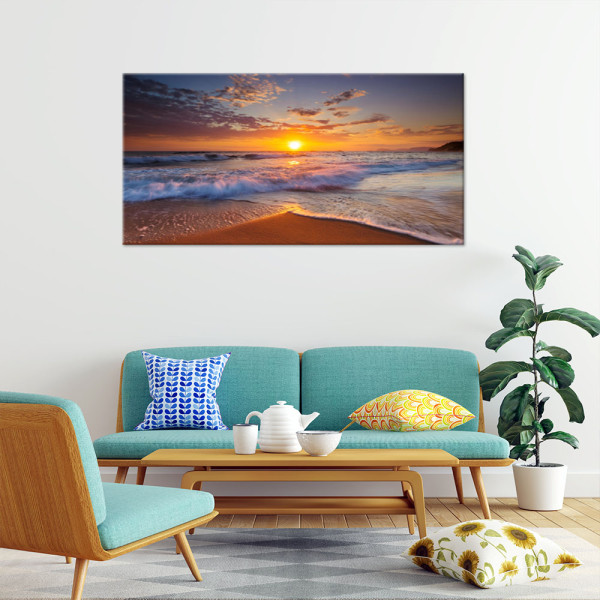 Feeby Obraz na płótnie, Plaża Morze Zachód Słońca Pejzaż 80x40