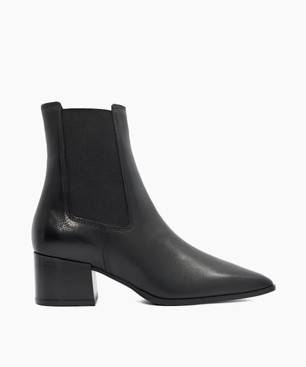 Pimo Black - Leather Heeled Ankle Boots