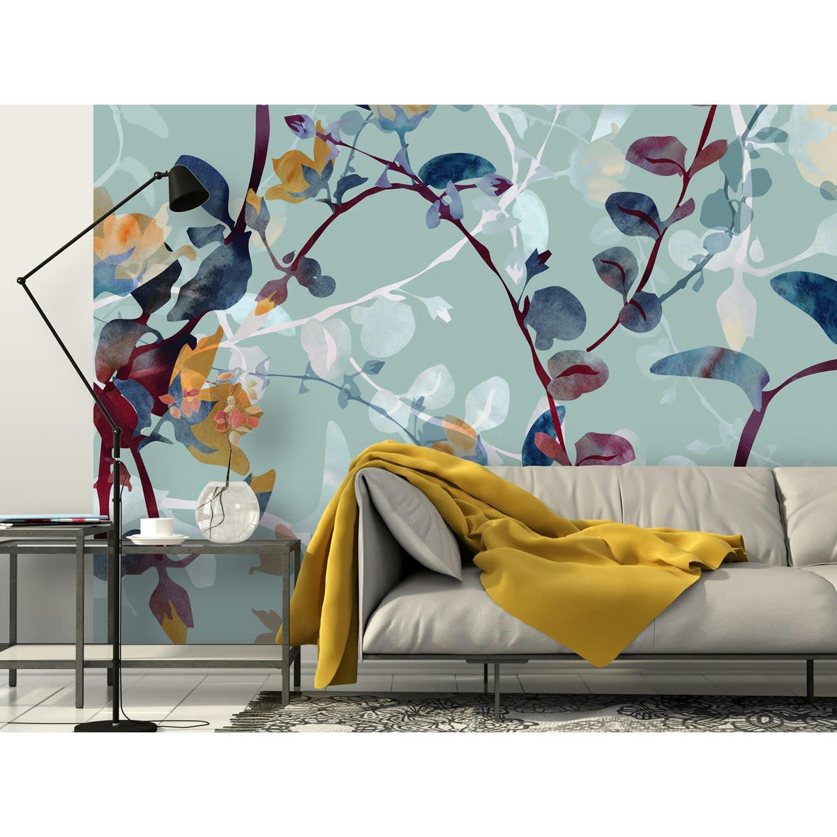 IVY - Papier peint panoramique en Papier Bleu cÃ©ladon  240x270