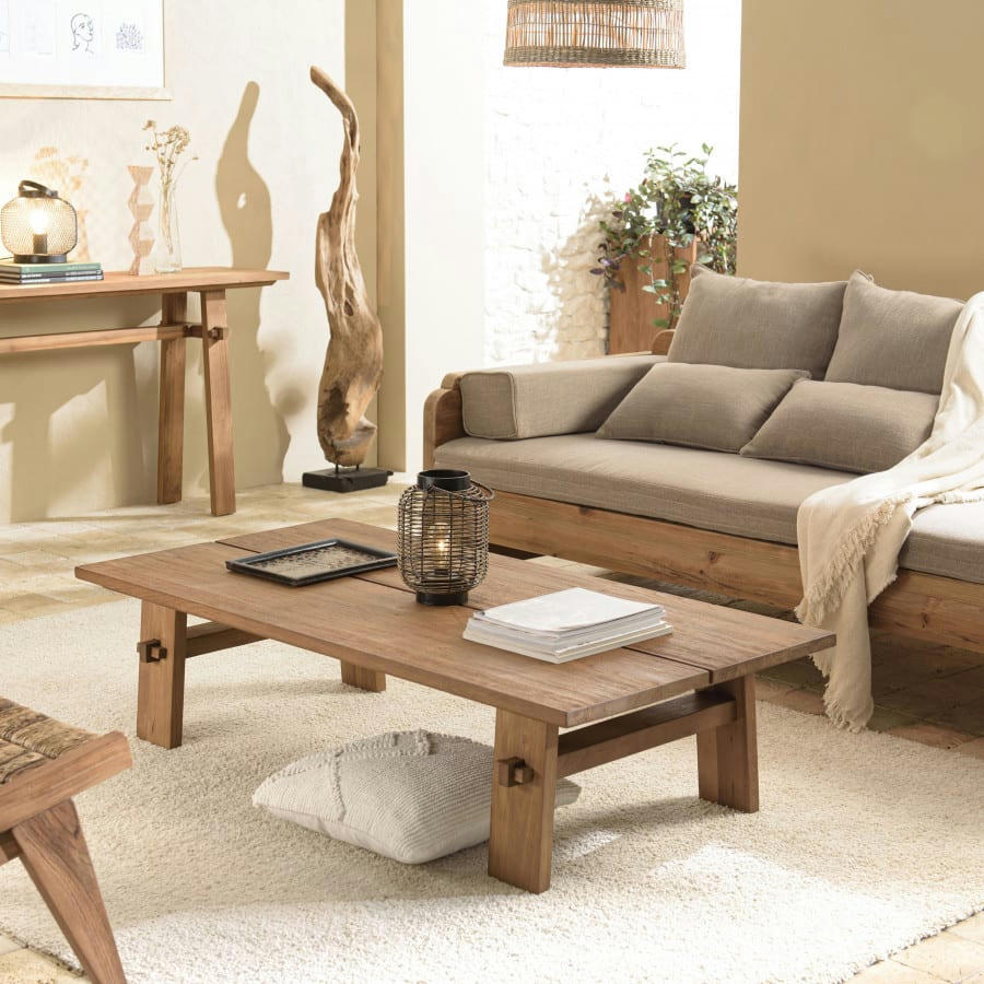 ALIDA - Table basse rectangulaire en bois de teck recyclé L140