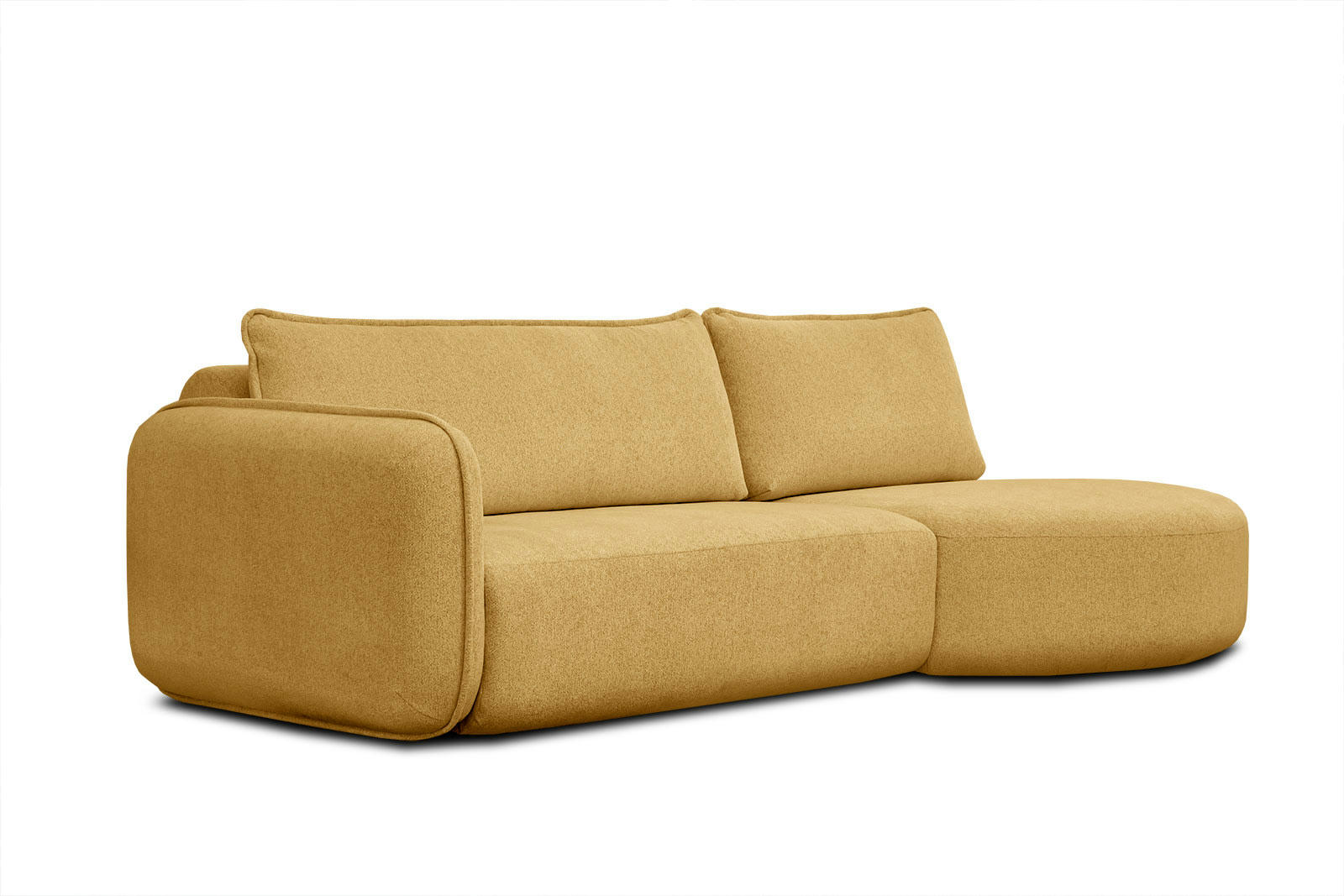 IPSUM - Canapé d'angle droit 3 places avec l'île tissu jaune