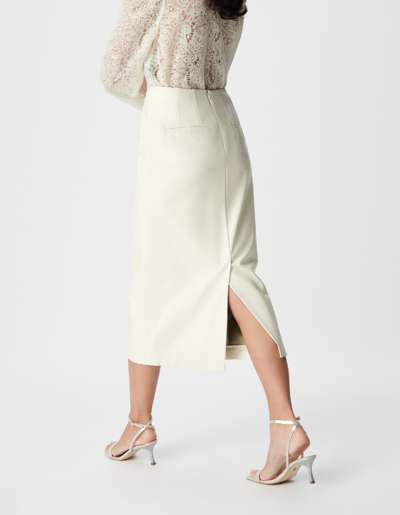 Jupe crayon longue blanche esprit rock Femme